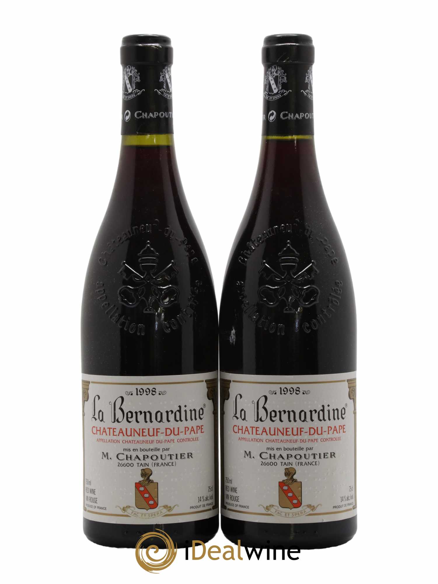 Châteauneuf-du-Pape La Bernardine Chapoutier 1998 - Lot de 2 bouteilles - 0