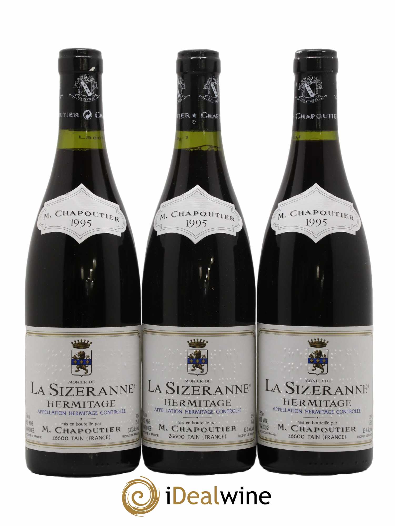 Hermitage Monier de La Sizeranne Chapoutier 1995 - Lot de 3 bouteilles - 0