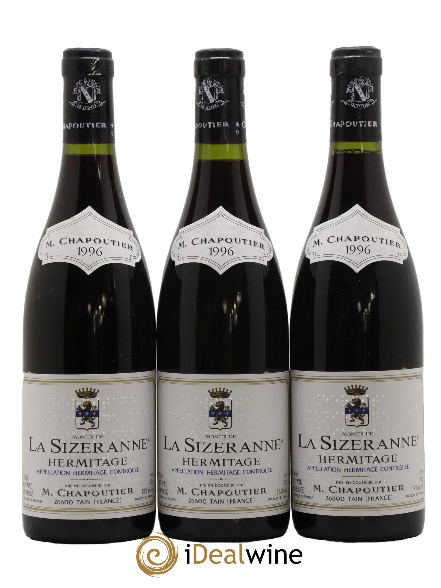 Hermitage Monier de La Sizeranne Chapoutier 1996 - Lot de 3 bouteilles - 0