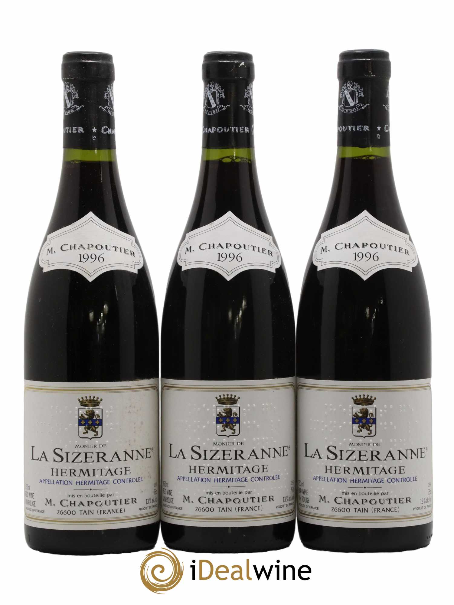 Hermitage Monier de La Sizeranne Chapoutier 1996 - Lot de 3 bouteilles - 0