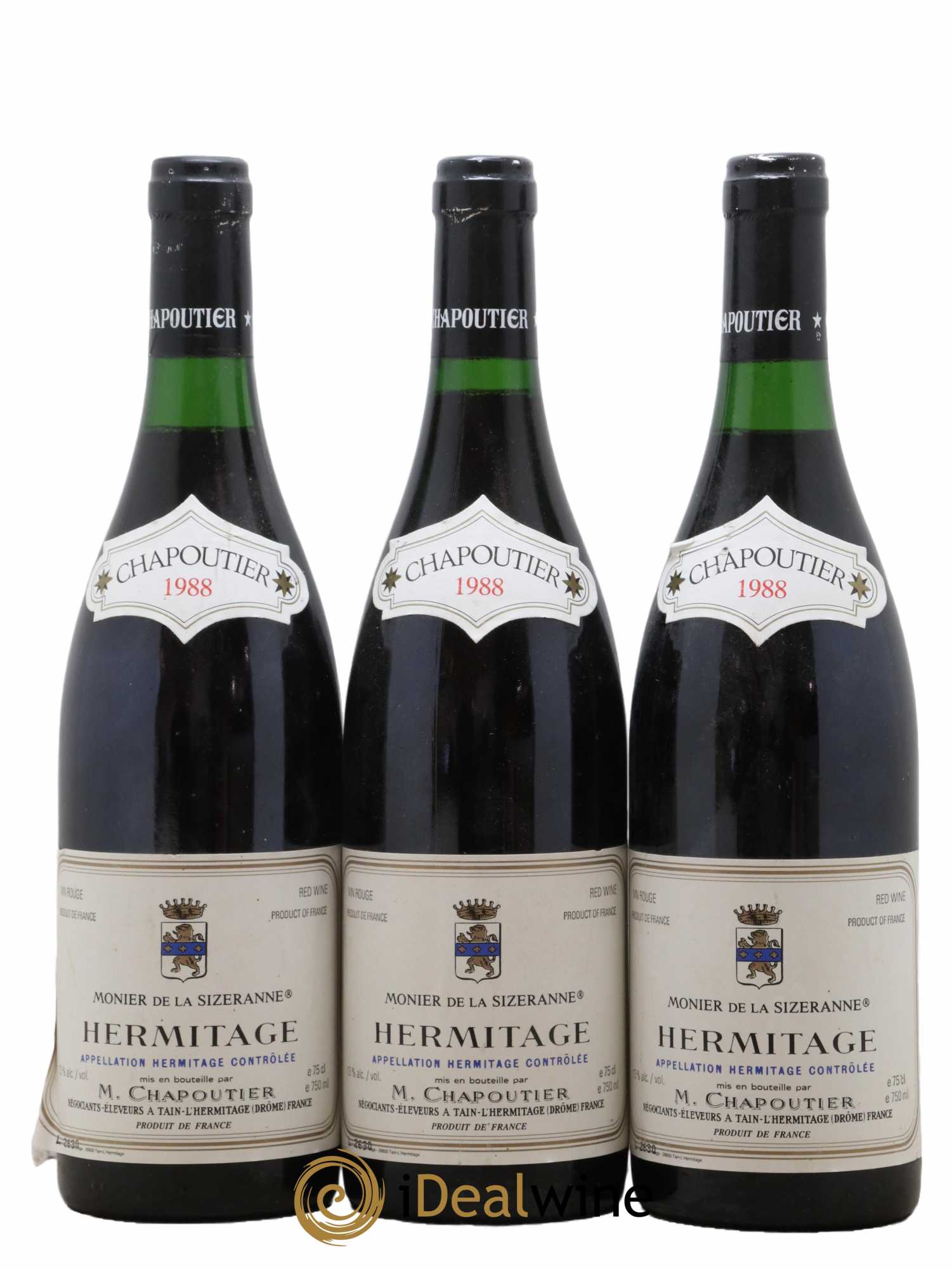 Hermitage Monier de La Sizeranne Chapoutier 1988 - Posten von 3 Flaschen - 0