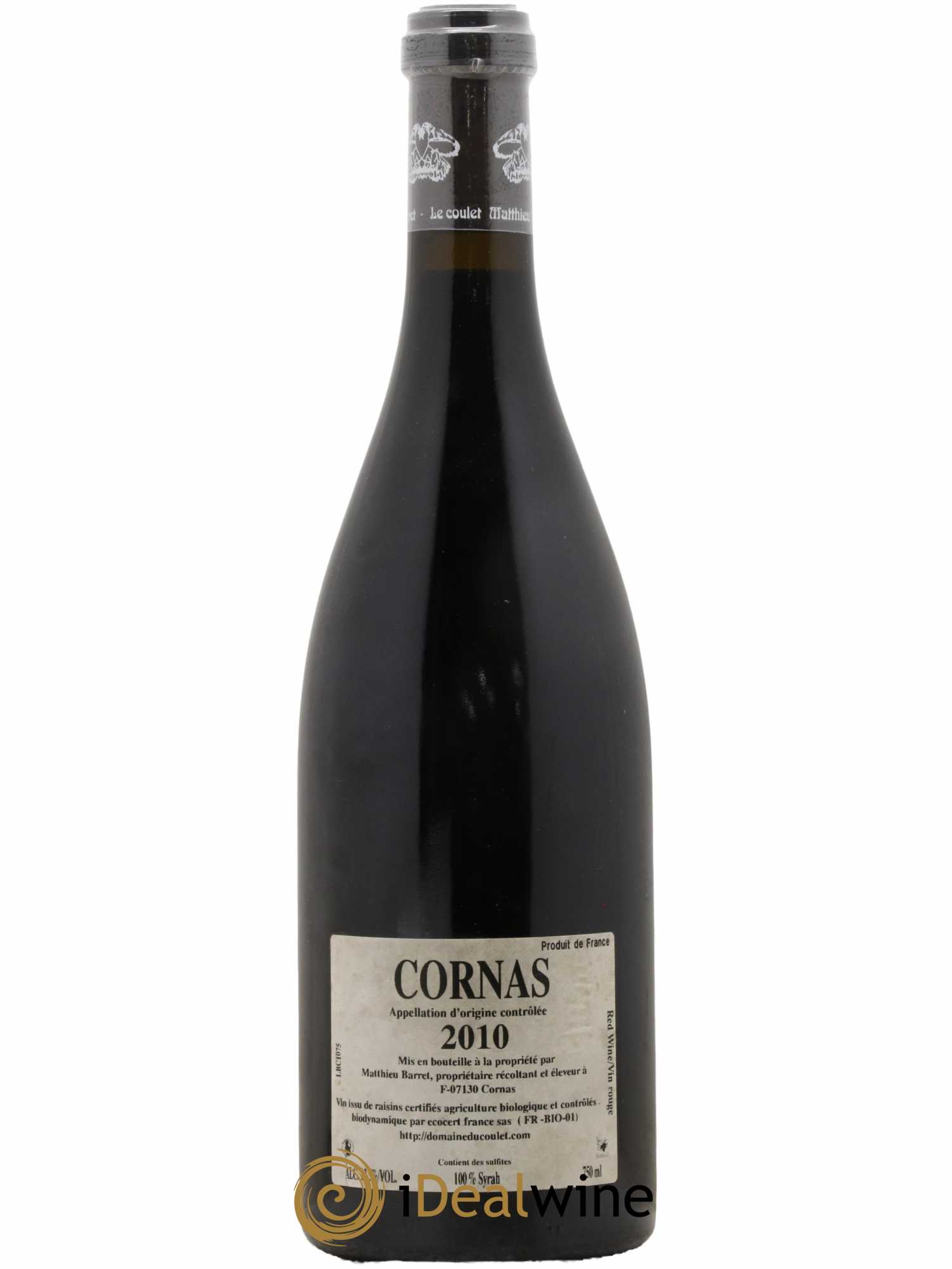 Cornas Billes Noires Coulet (Domaine du) - Matthieu Barret 2010 - Lot de 1 bouteille - 1