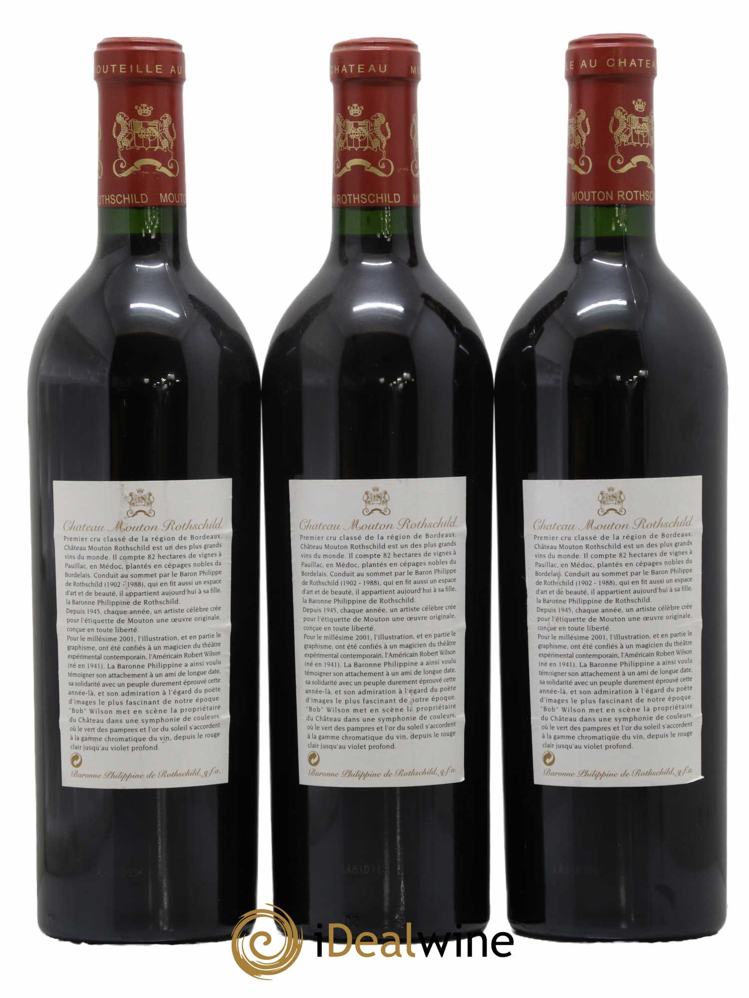 Château Mouton Rothschild 1er Grand Cru Classé 2001 - Lot of 3 bottles - 1