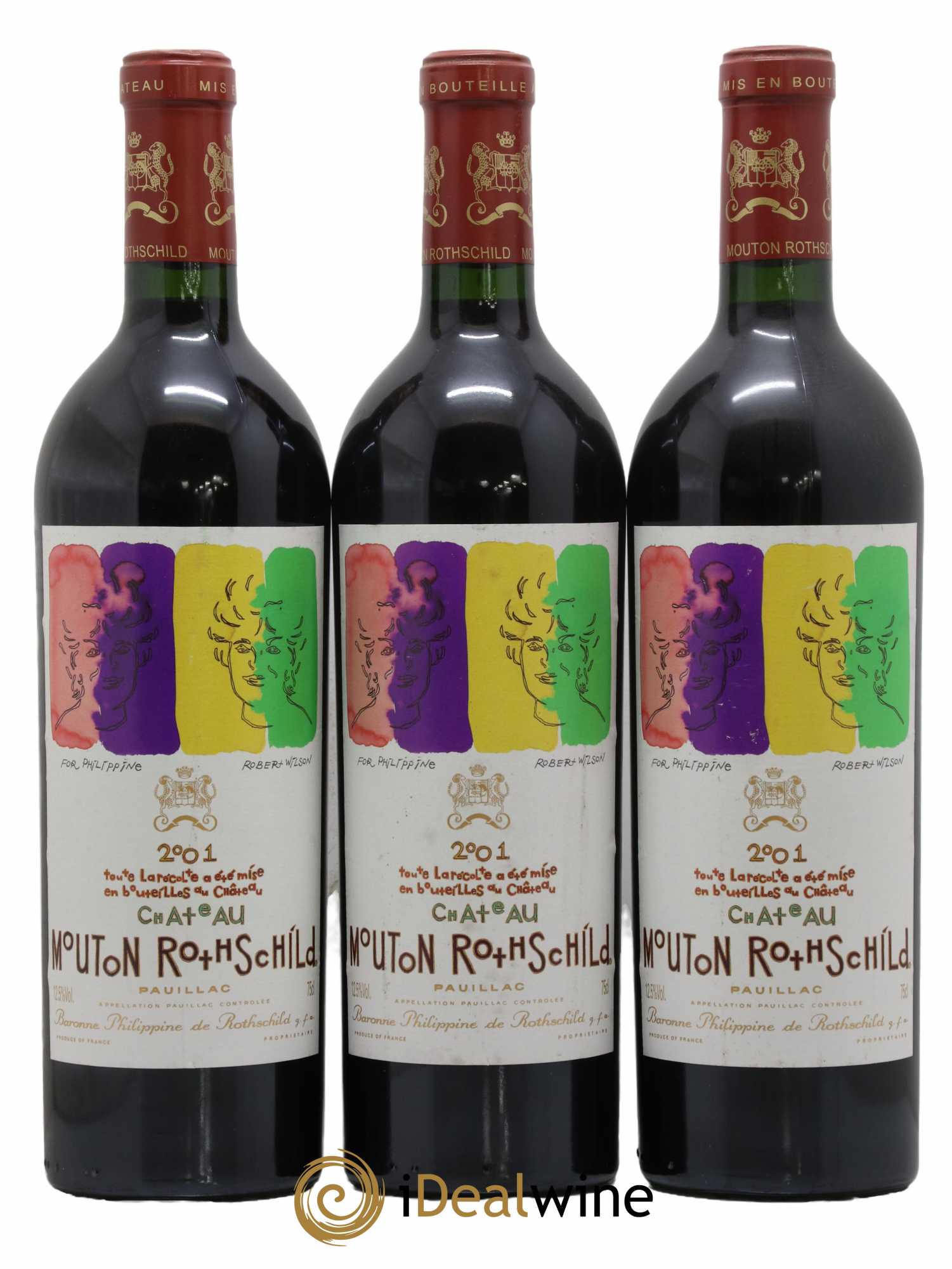 Château Mouton Rothschild 1er Grand Cru Classé 2001 - Lot of 3 bottles - 0