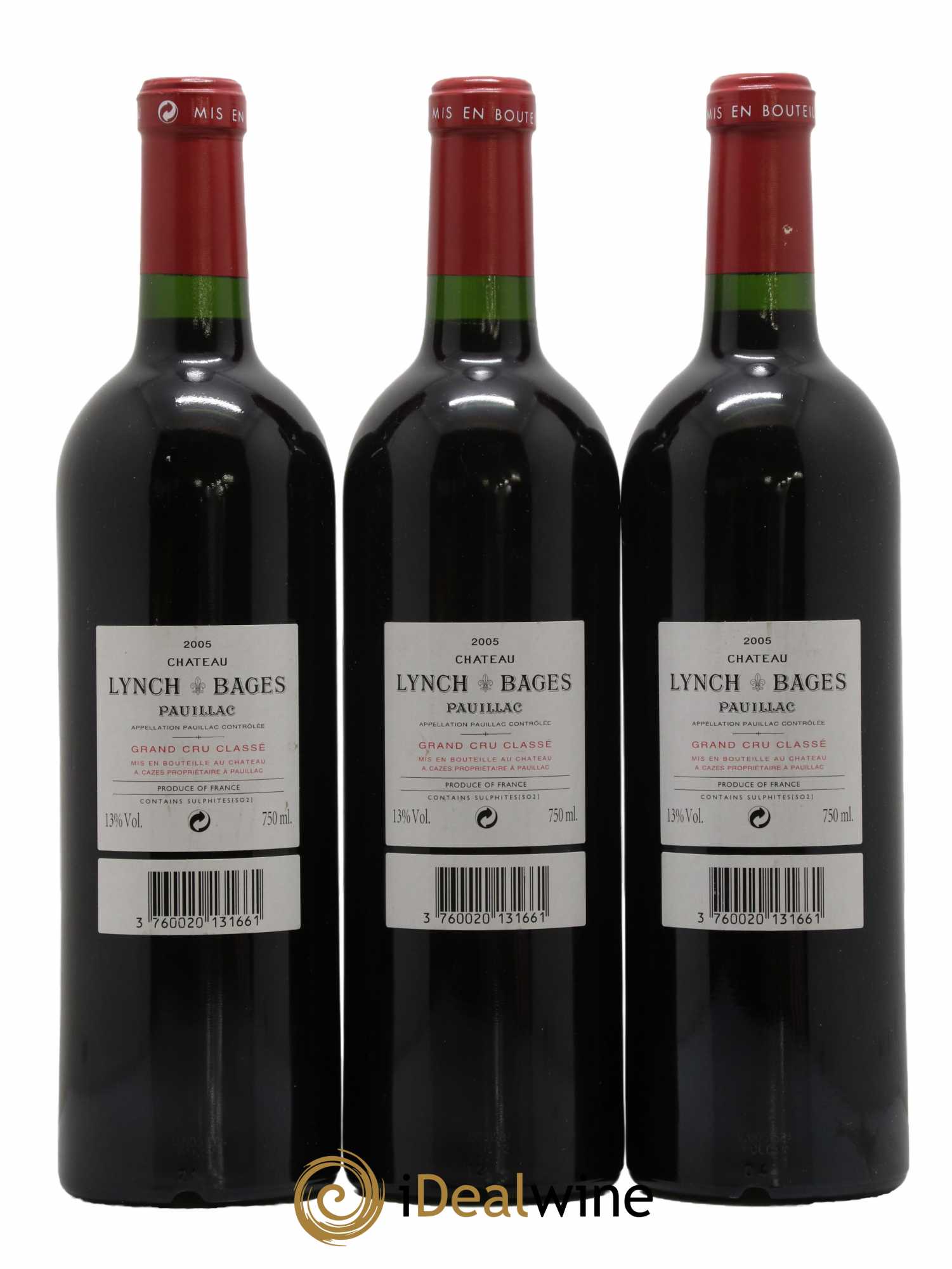 Château Lynch Bages 5ème Grand Cru Classé 2005 - Lot de 3 bouteilles - 1