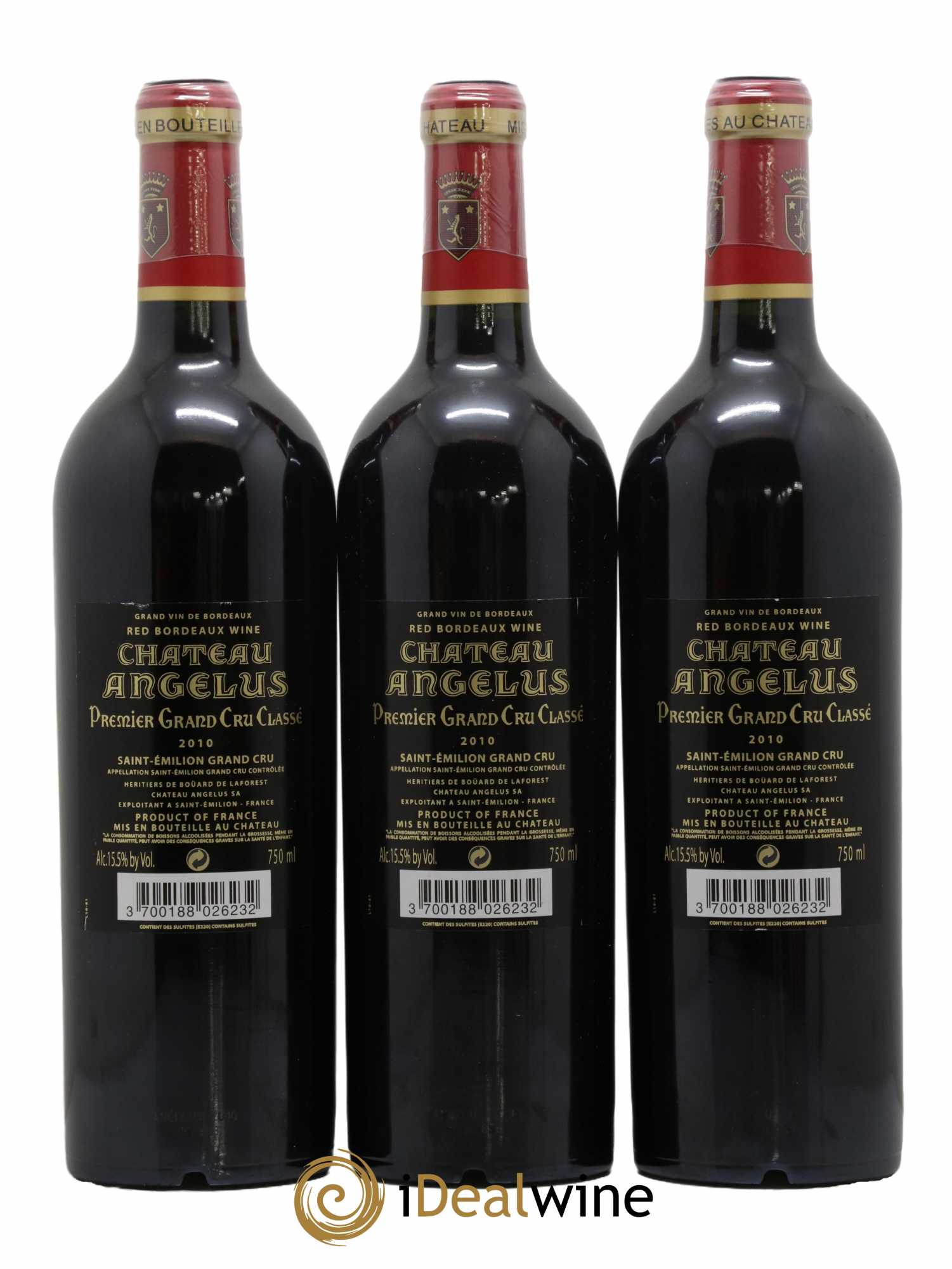 Château Angélus 1er Grand Cru Classé A 2010 - Lot de 3 bouteilles - 1