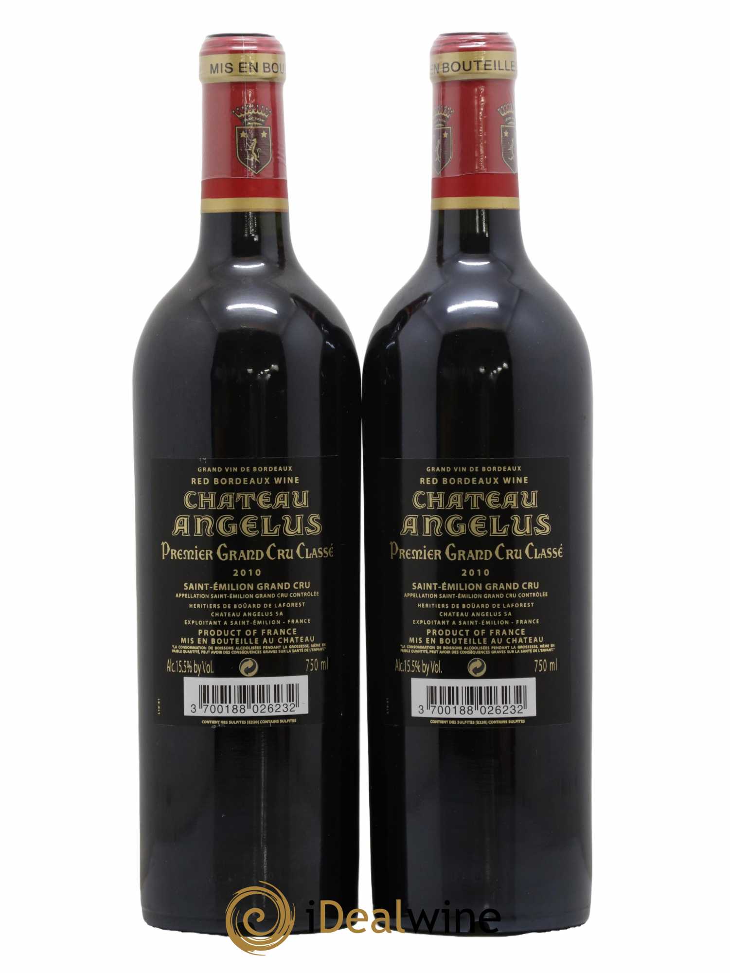 Château Angélus 1er Grand Cru Classé A 2010 - Lot de 2 bouteilles - 1