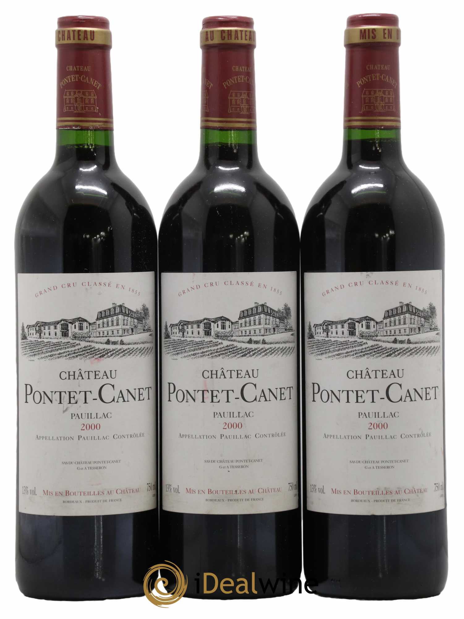 Château Pontet Canet 5ème Grand Cru Classé 2000 - Lot de 3 bouteilles - 0