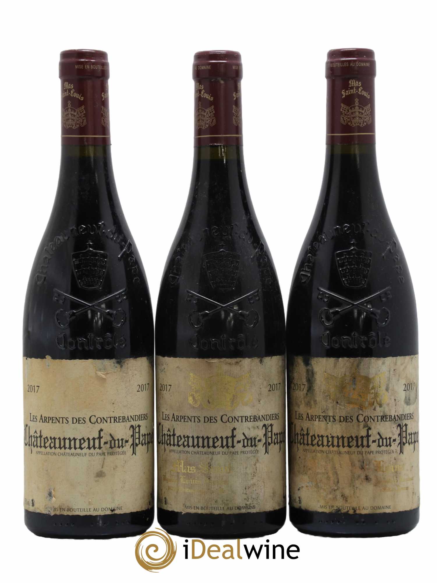Châteauneuf-du-Pape Les Arpents des Contrebandiers Mas Saint-Louis 2017 - Lot de 3 bouteilles - 0