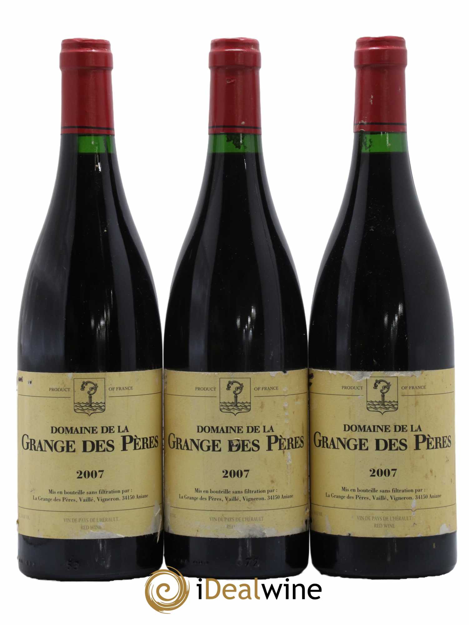 Pays d'Hérault Grange des Pères Laurent Vaillé 2007 - Lot de 3 bouteilles - 0