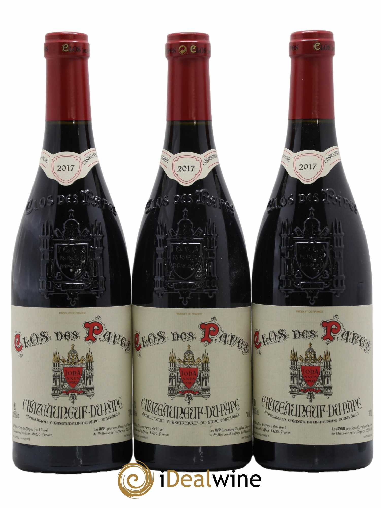 Châteauneuf-du-Pape Clos des Papes - Paul Avril 2017 - Lot de 3 bouteilles - 0