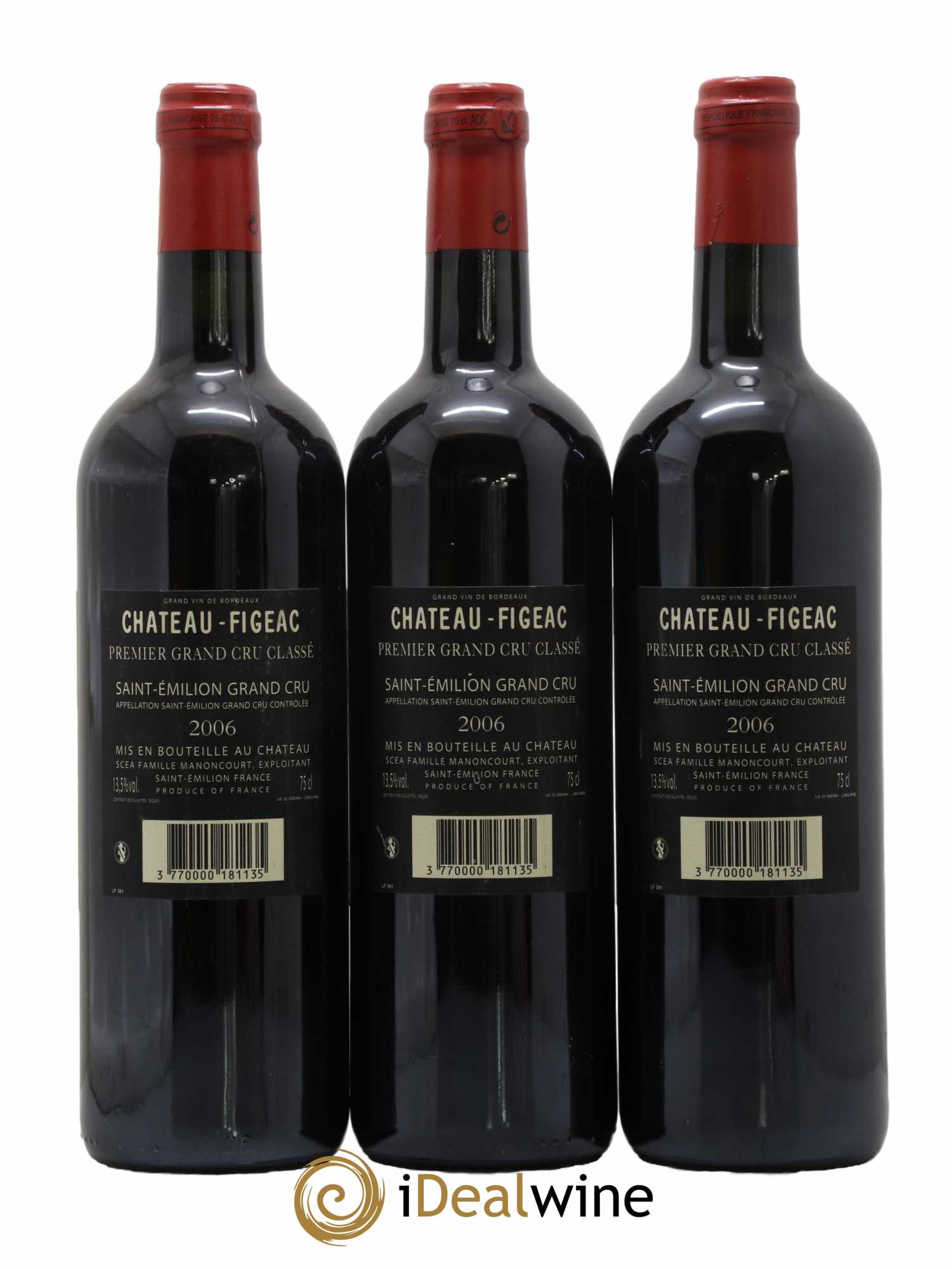 Château Figeac 1er Grand Cru Classé A 2006 - Lot de 3 bouteilles - 1