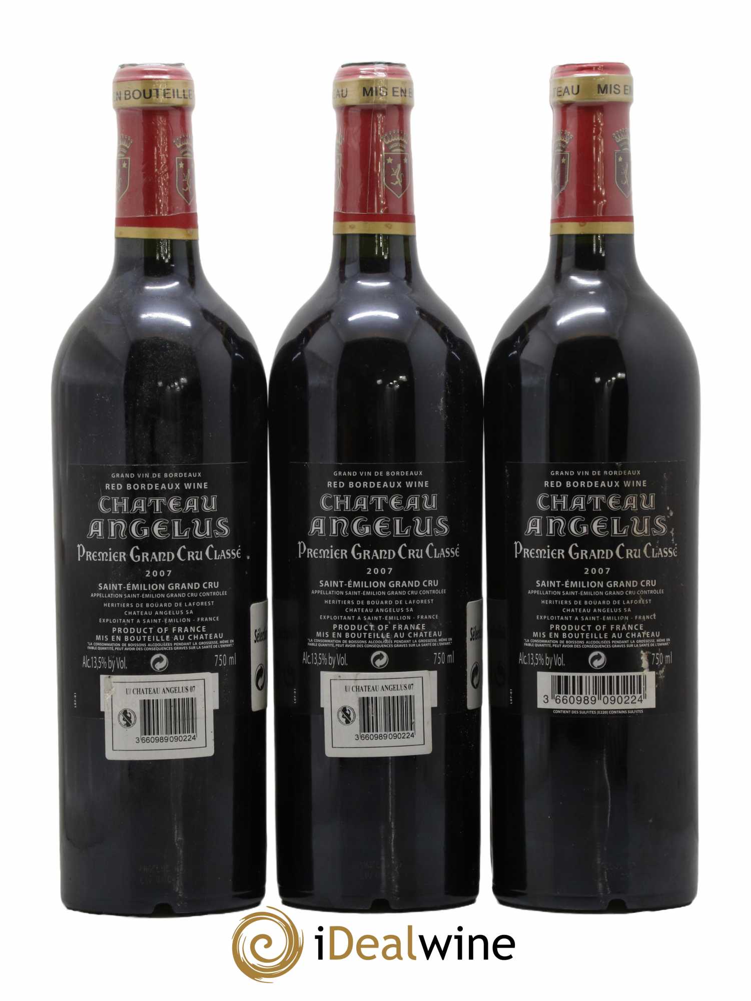 Château Angélus 1er Grand Cru Classé A 2007 - Lot de 3 bouteilles - 1