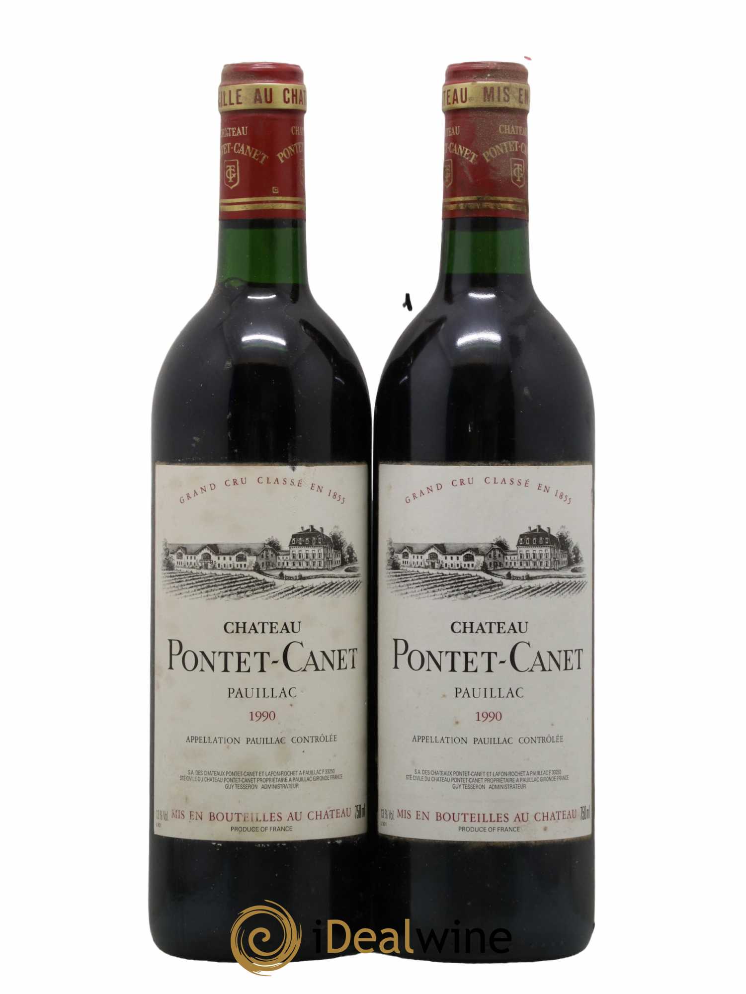 Château Pontet Canet 5ème Grand Cru Classé 1990 - Lot de 2 bouteilles - 0