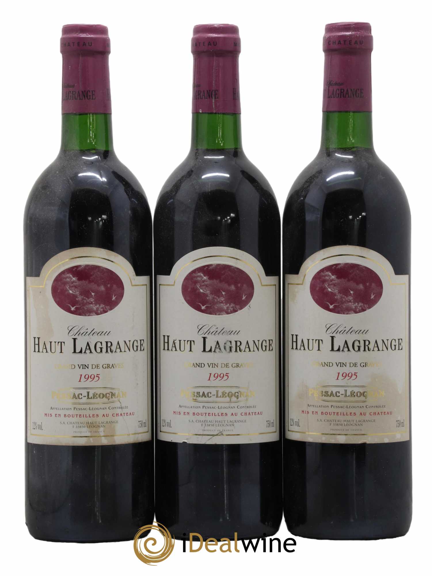 Pessac-Léognan Haut Lagrange Francis Boutemy 1995 - Lot de 3 bouteilles - 0