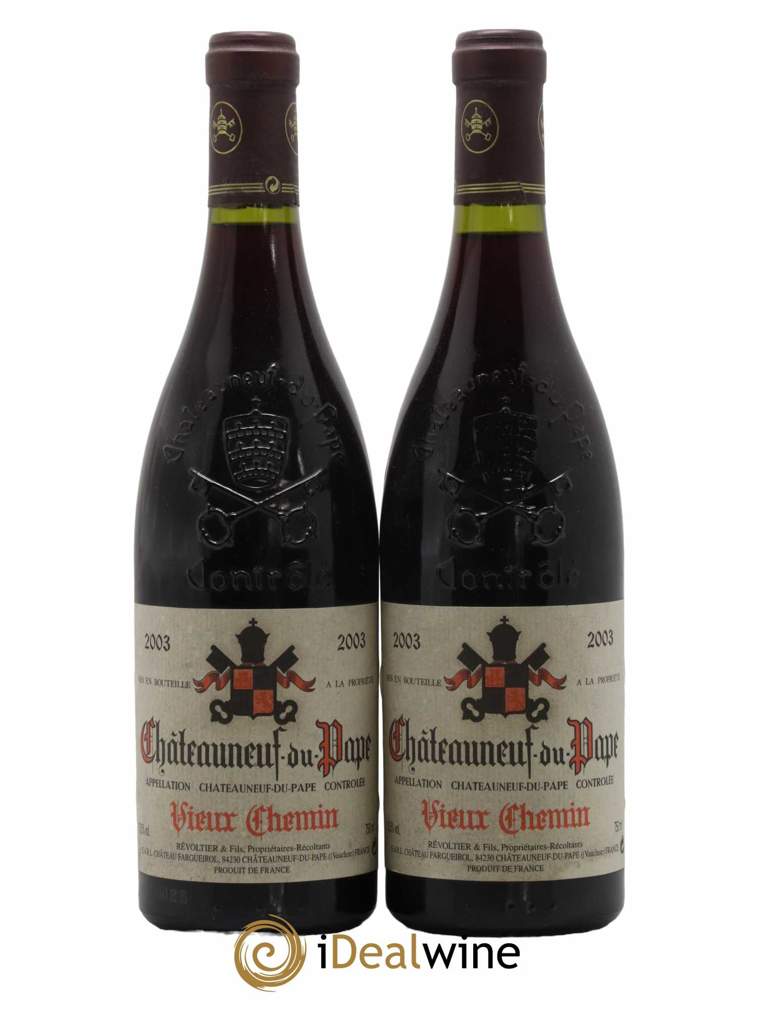 Châteauneuf-du-Pape Vieux Chemin Revoltier Et Fils Château Fargueirol 2003 - Lot de 2 bouteilles - 0