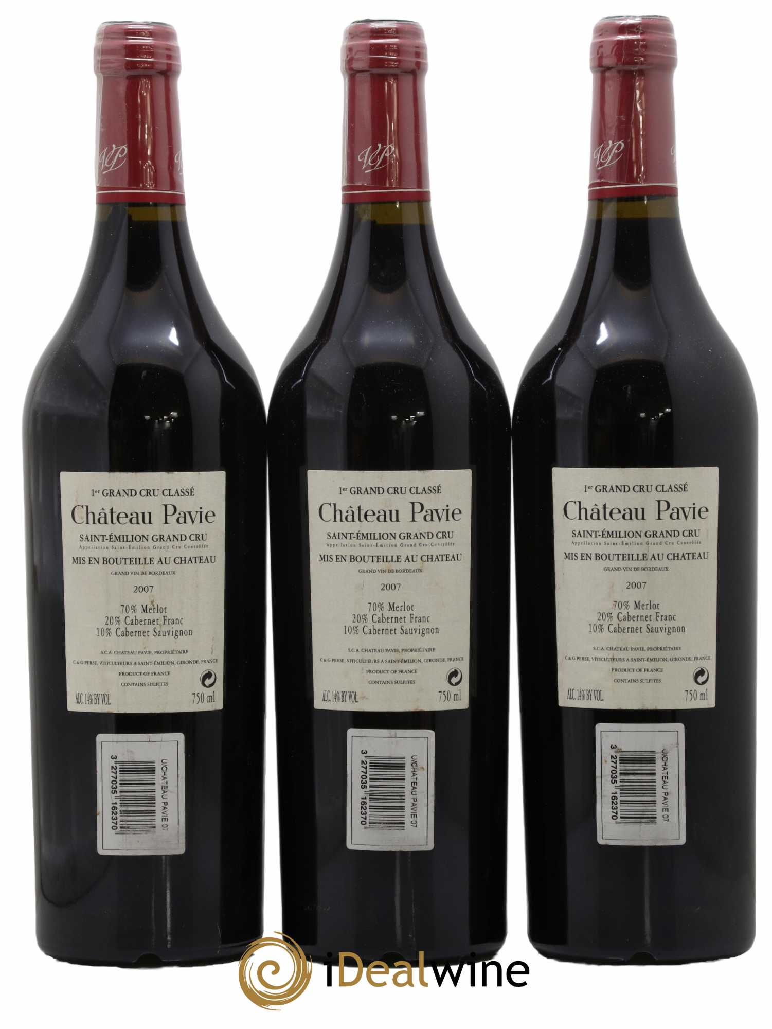 Château Pavie 1er Grand Cru Classé A 2007 - Lot de 3 bouteilles - 1