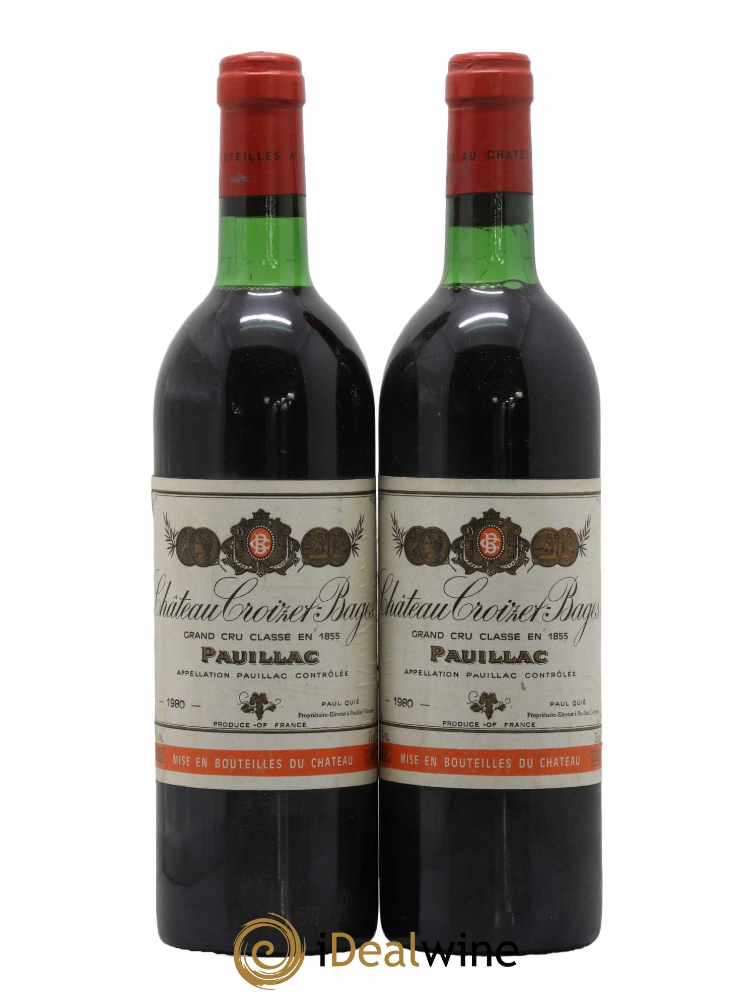 Château Croizet Bages 5ème Grand Cru Classé 1980 - Lot de 2 bouteilles - 0