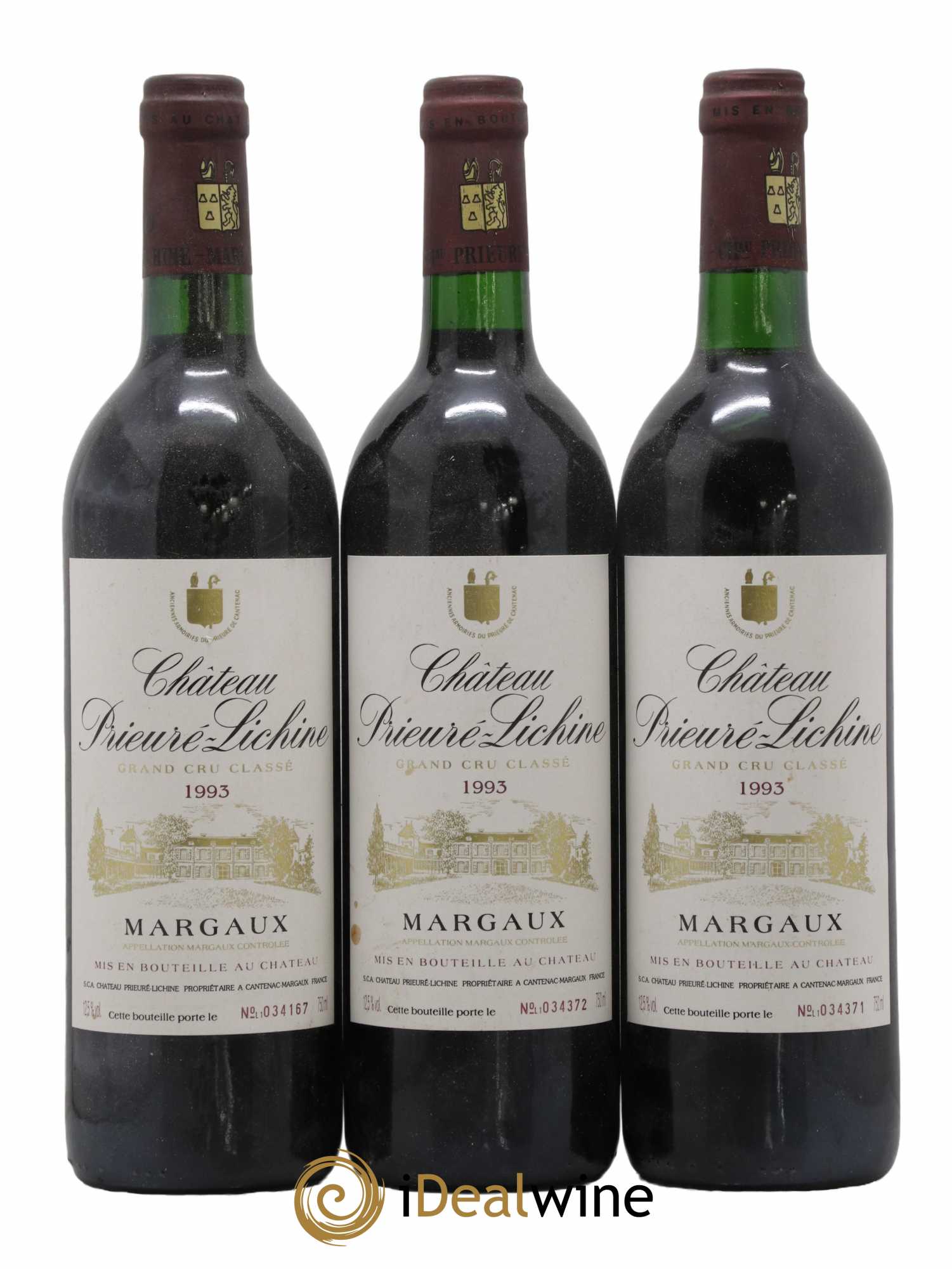 Château Prieuré Lichine 4ème Grand Cru Classé 1993 - Lot de 3 bouteilles - 0