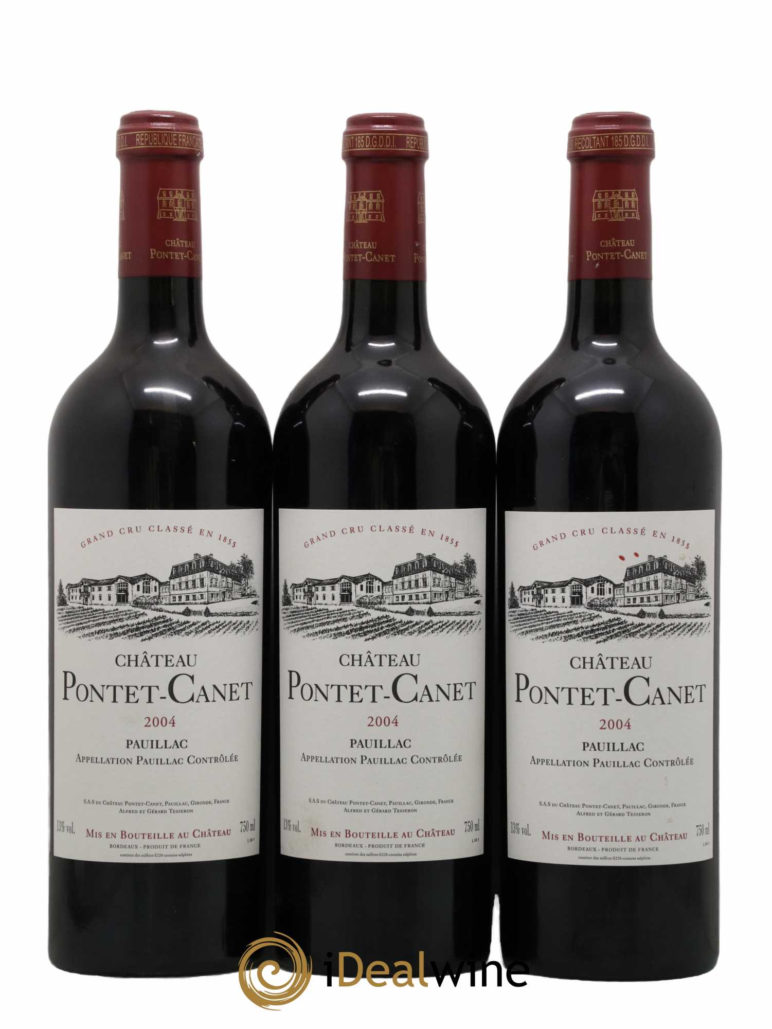 Château Pontet Canet 5ème Grand Cru Classé 2004 - Lot de 3 bouteilles - 0