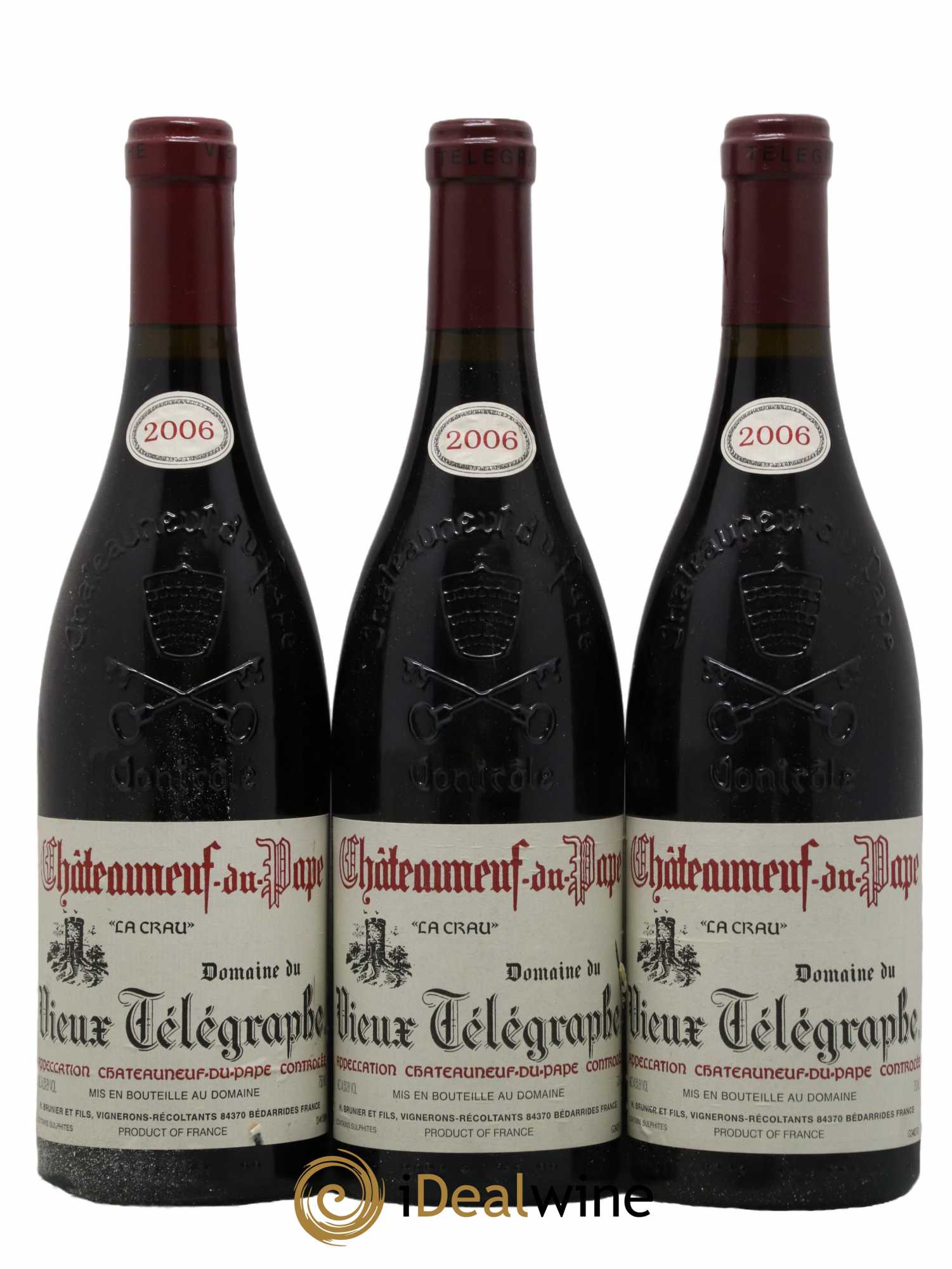 Châteauneuf-du-Pape Vieux Télégraphe (Domaine du) Vignobles Brunier 2006 - Lot de 3 bouteilles - 0