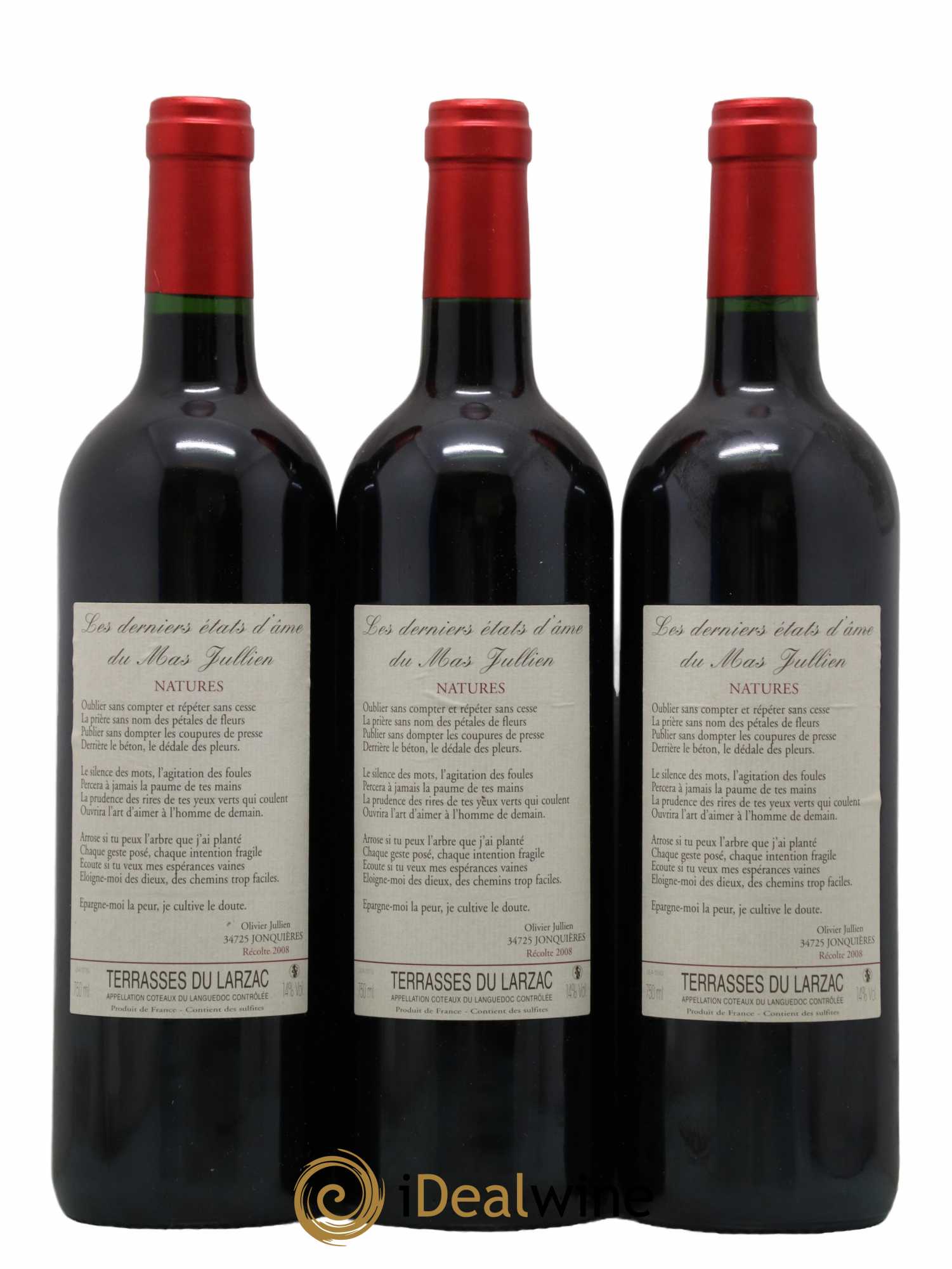 Terrasses du Larzac Mas Jullien Les Etats d'Ame du Mas Jullien Olivier Jullien 2008 - Posten von 3 Flaschen - 0