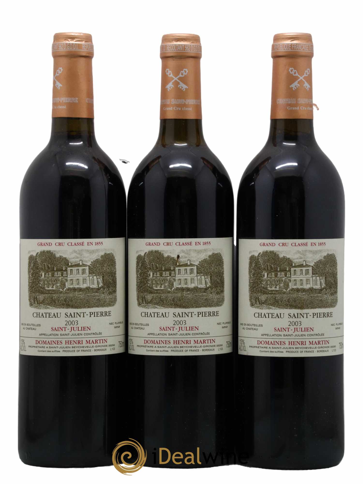 Château Saint-Pierre 4ème Grand Cru Classé 2003 - Lot de 3 bouteilles - 0