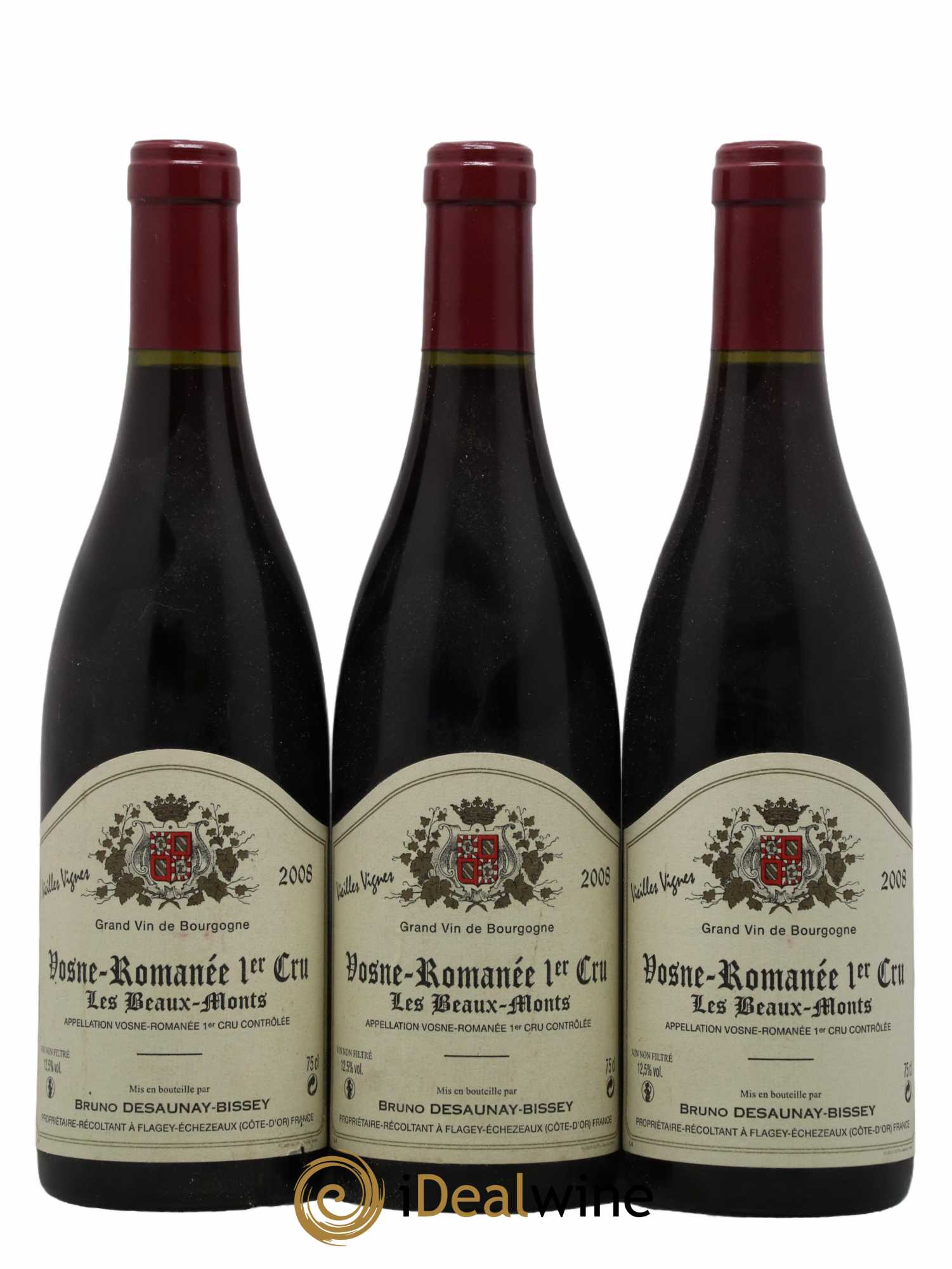 Vosne-Romanée 1er Cru Les Beaux Monts Vieilles Vignes Bruno Desauney-Bissey 2008 - Lotto di 3 bottiglie - 0