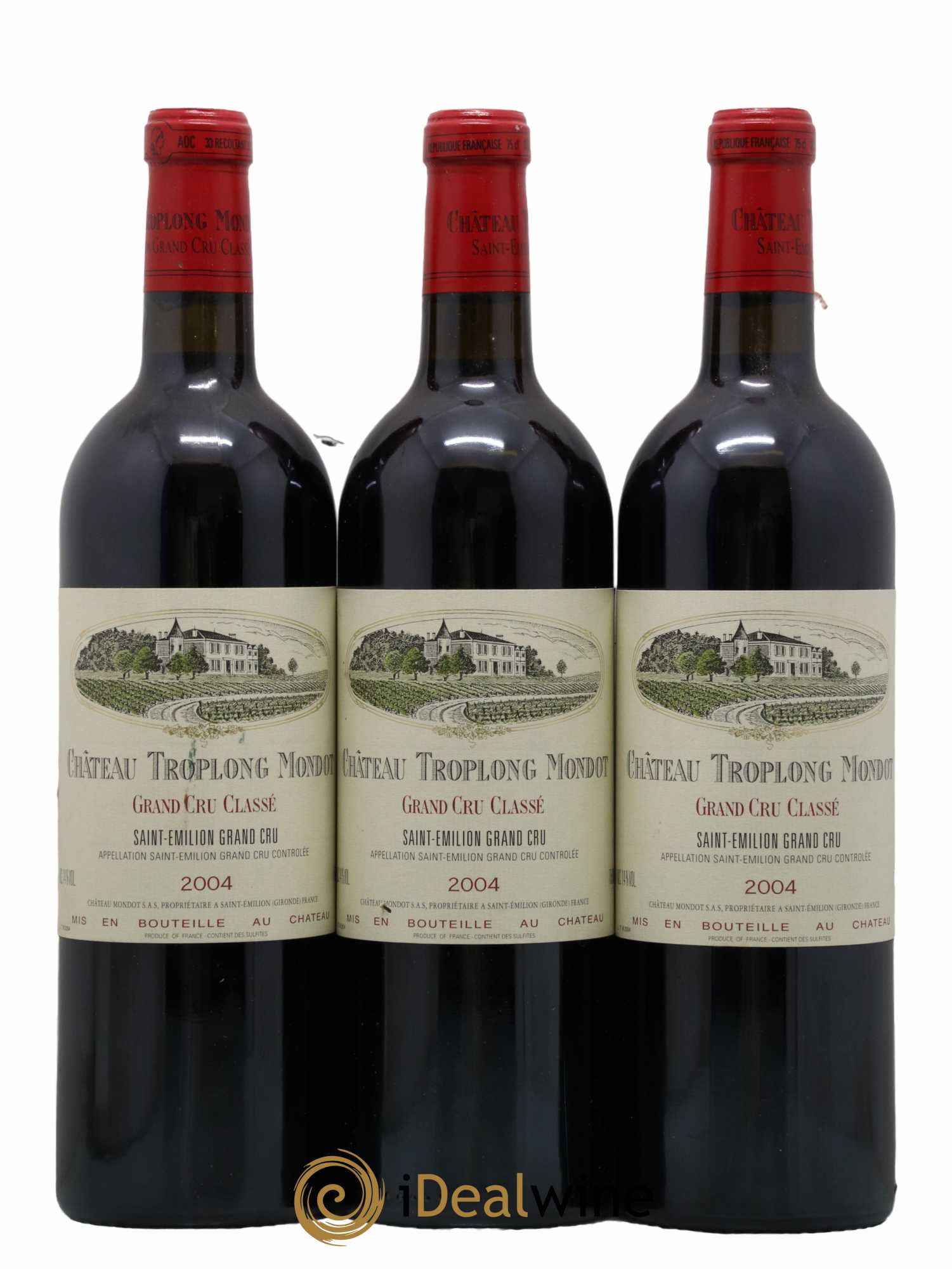 Château Troplong Mondot 1er Grand Cru Classé B 2004 - Lot de 3 bouteilles - 0