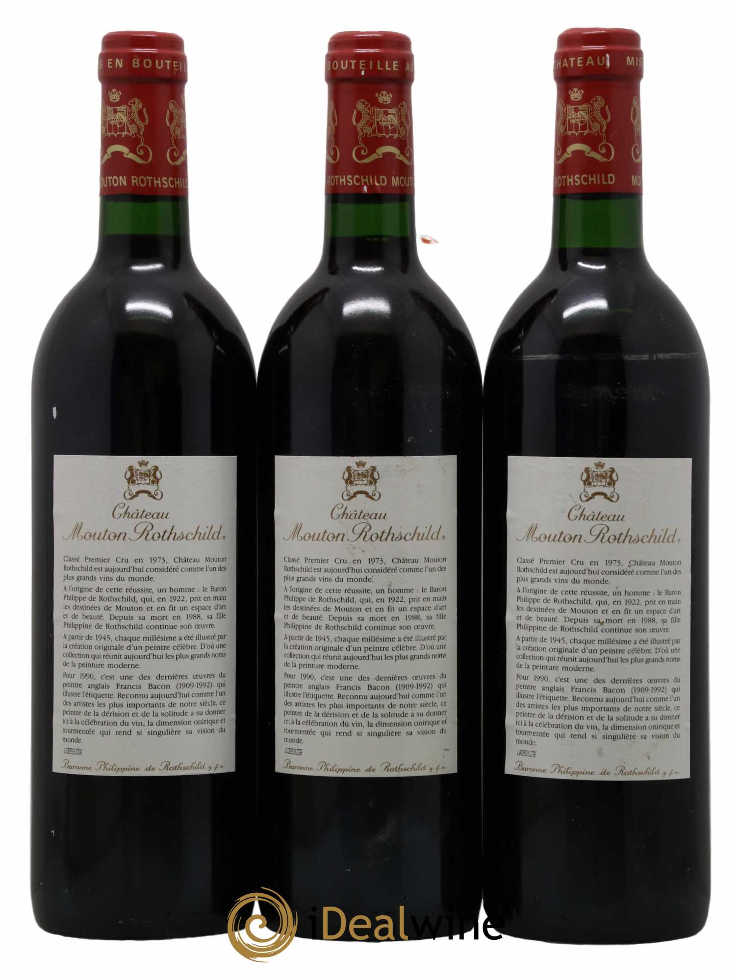 Château Mouton Rothschild 1er Grand Cru Classé 1990 - Lot de 3 bouteilles - 1