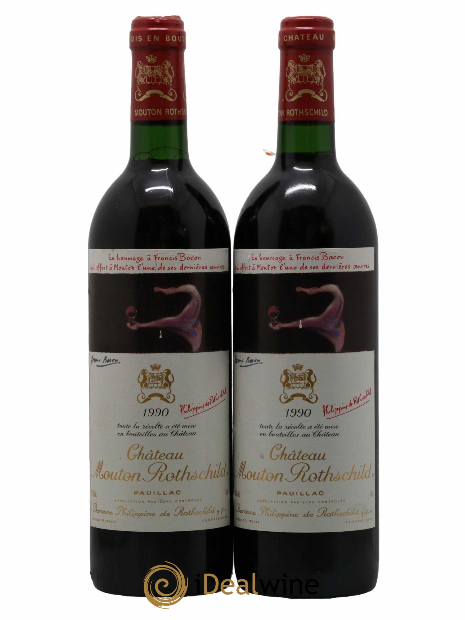 Château Mouton Rothschild 1er Grand Cru Classé 1990 - Lot de 2 bouteilles - 0
