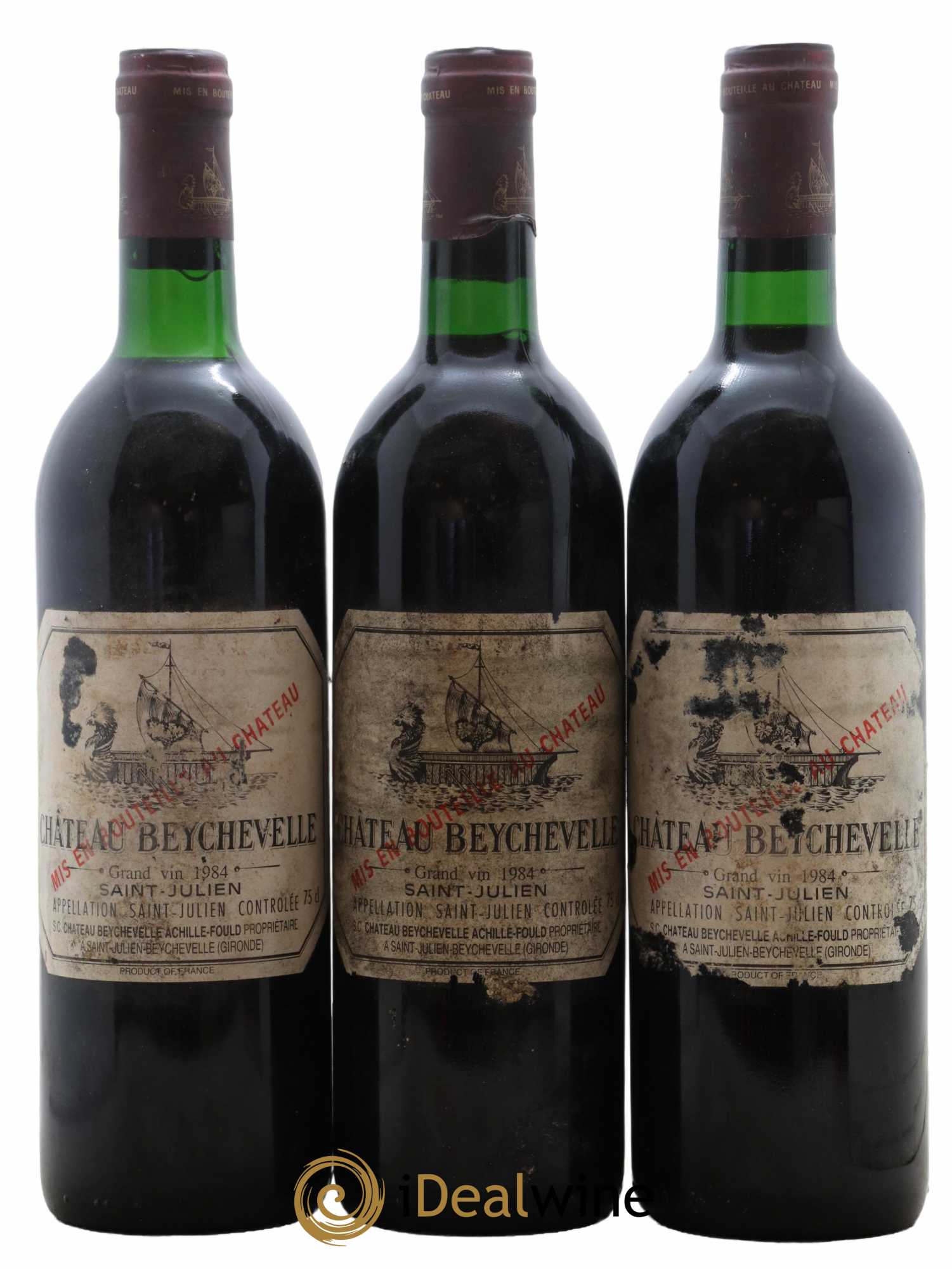 Château Beychevelle 4ème Grand Cru Classé 1984 - Lot de 3 bouteilles - 0