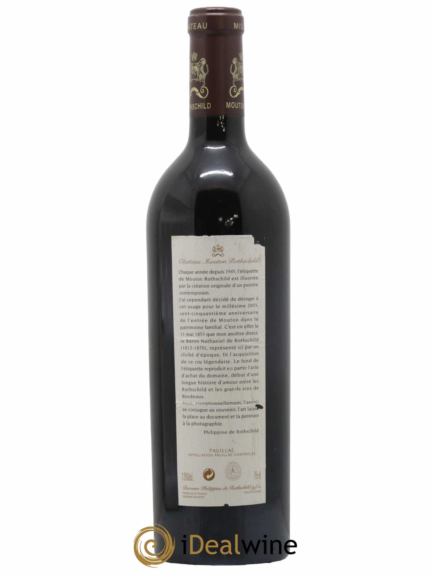 Château Mouton Rothschild 1er Grand Cru Classé 2003 - Lot de 1 bouteille - 1