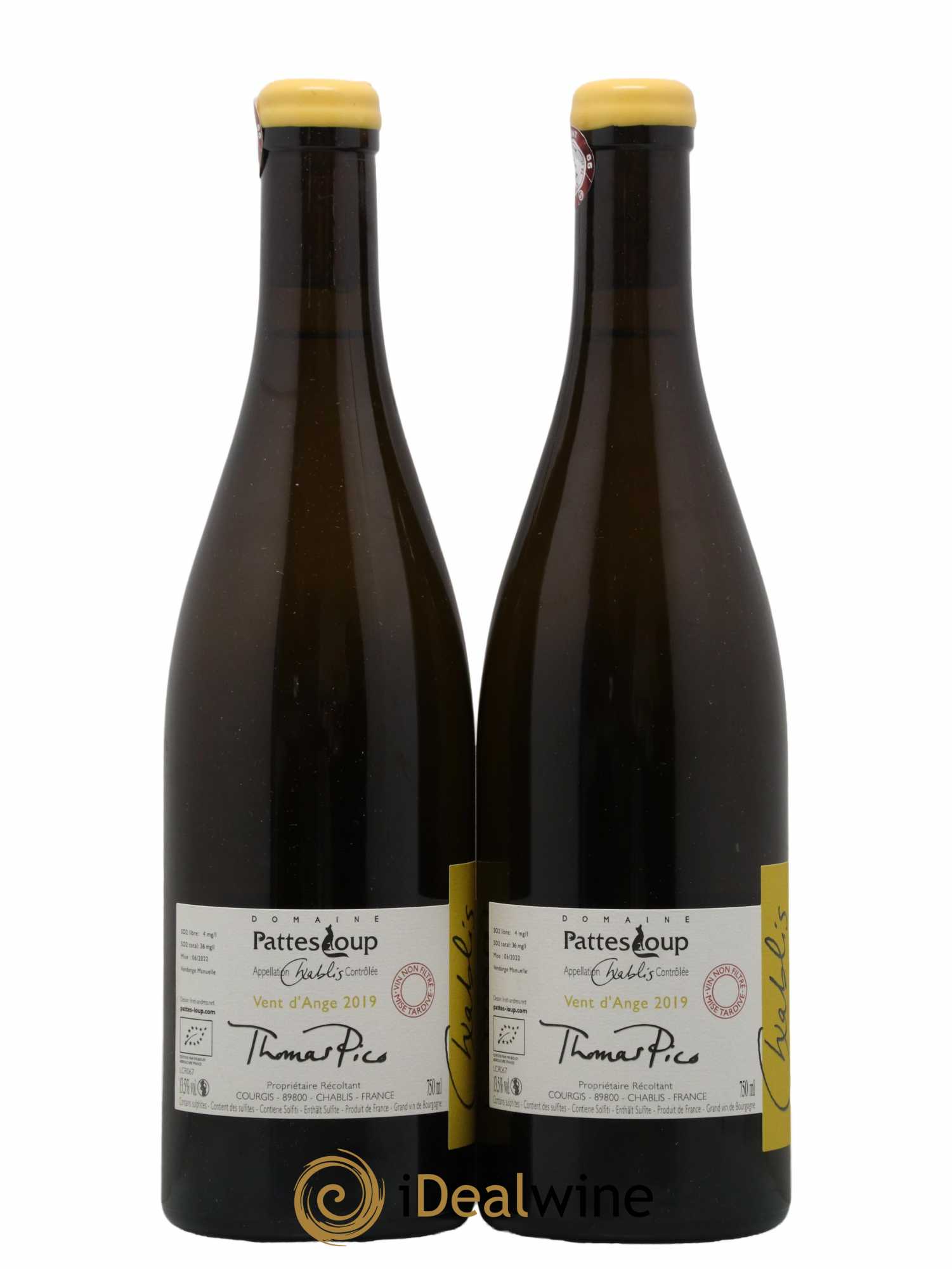 Chablis Vent d'Ange Pattes Loup (Domaine) 2019 - Lot de 2 bouteilles - 1
