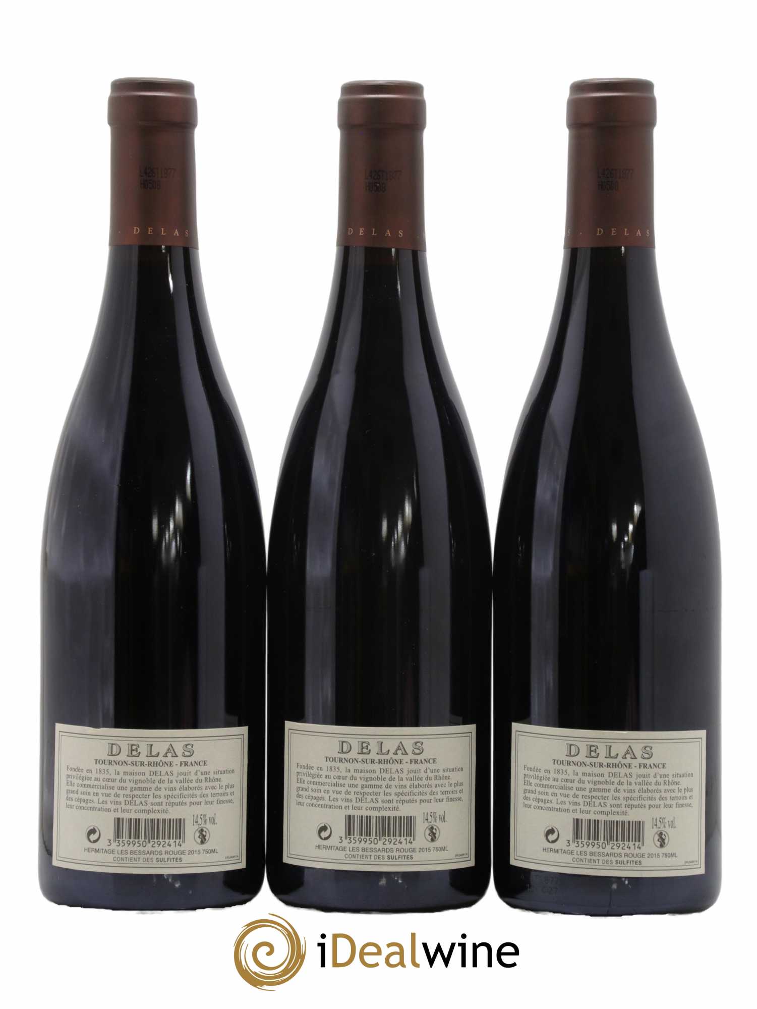 Hermitage Les Bessards Delas Frères 2015 - Lot de 3 bouteilles - 1