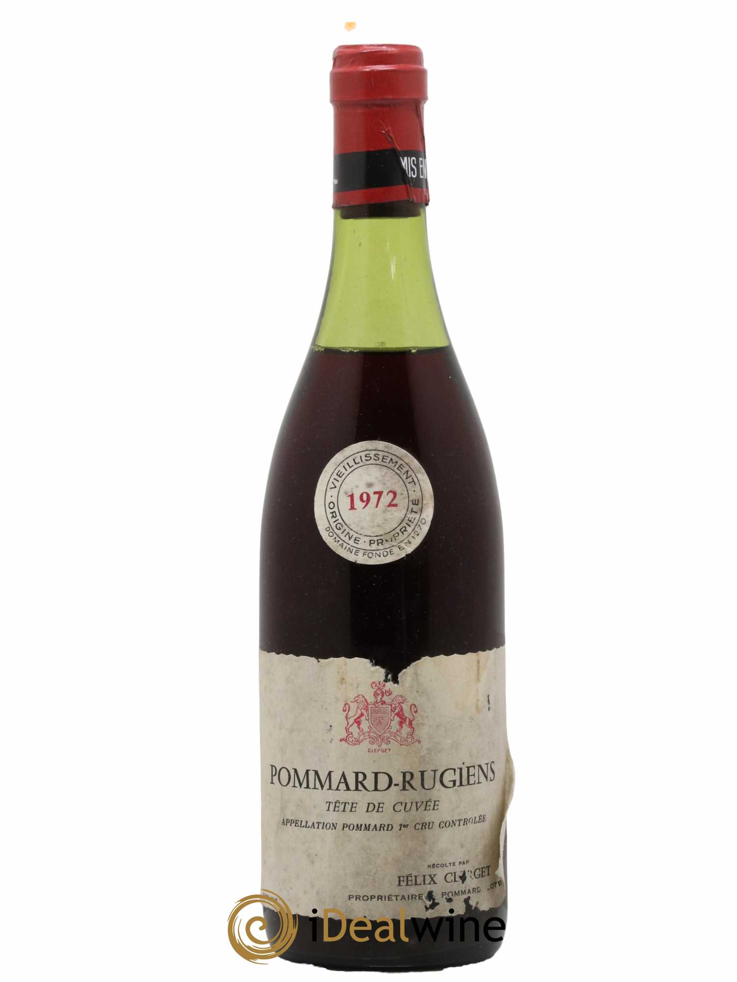 Pommard Rugiens Tête de Cuvée Félix Clerget 1972 - Lot de 1 bouteille - 0