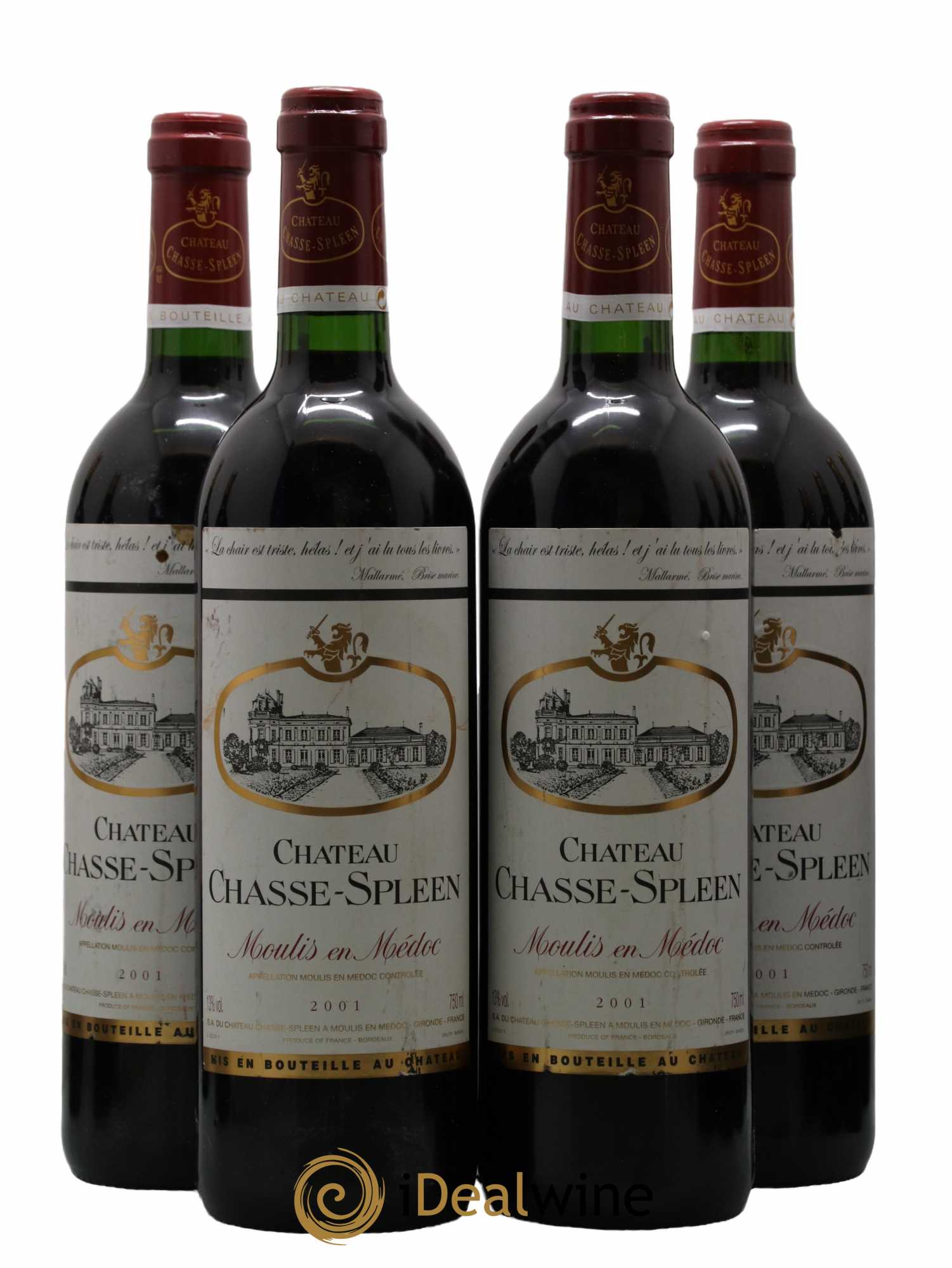 Château Chasse Spleen 2001 - Lot de 4 bouteilles - 0