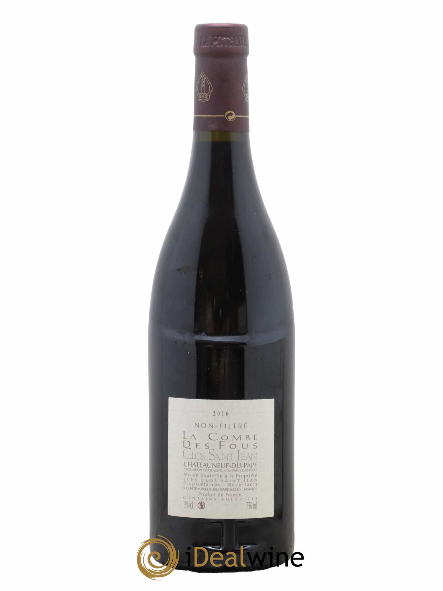 Châteauneuf-du-Pape Clos Saint-Jean La Combe des Fous Pascal et Vincent Maurel 2016 - Lot de 1 bouteille - 1