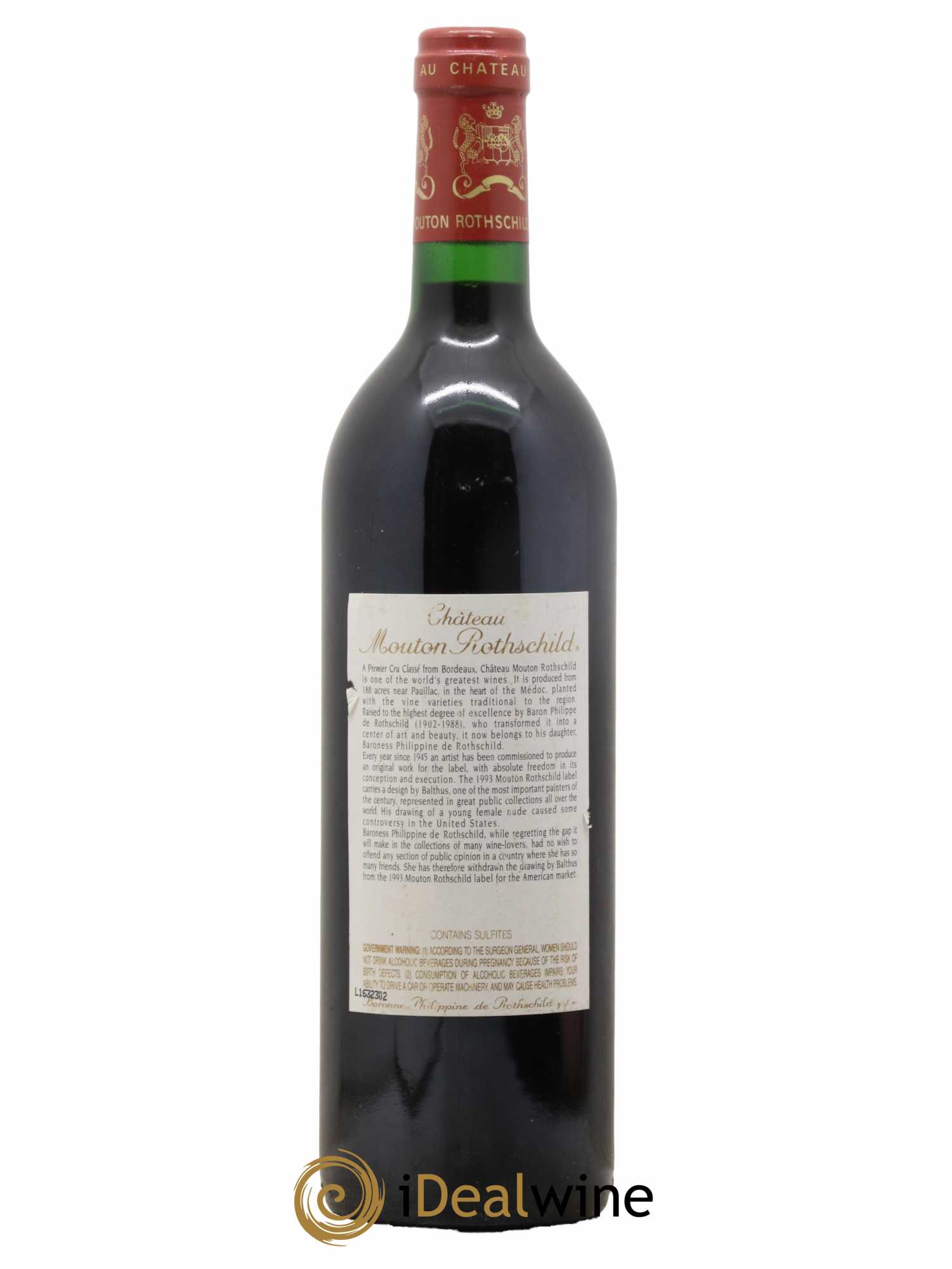 Château Mouton Rothschild 1er Grand Cru Classé 1993 - Lot de 1 bouteille - 1