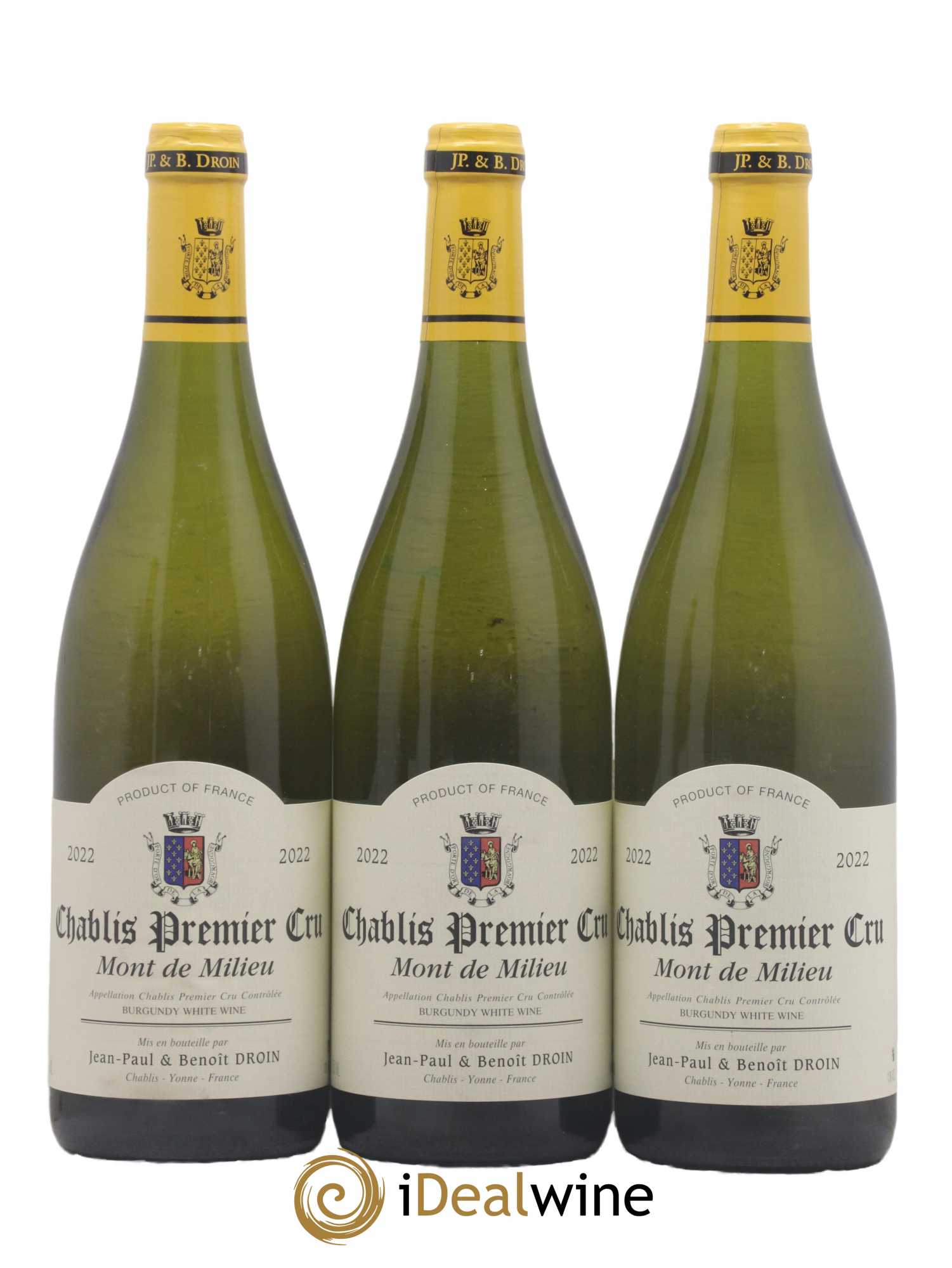 Chablis 1er Cru Mont de Milieu Jean-Paul & Benoît Droin (Domaine) 2022 - Lot de 3 bouteilles - 0