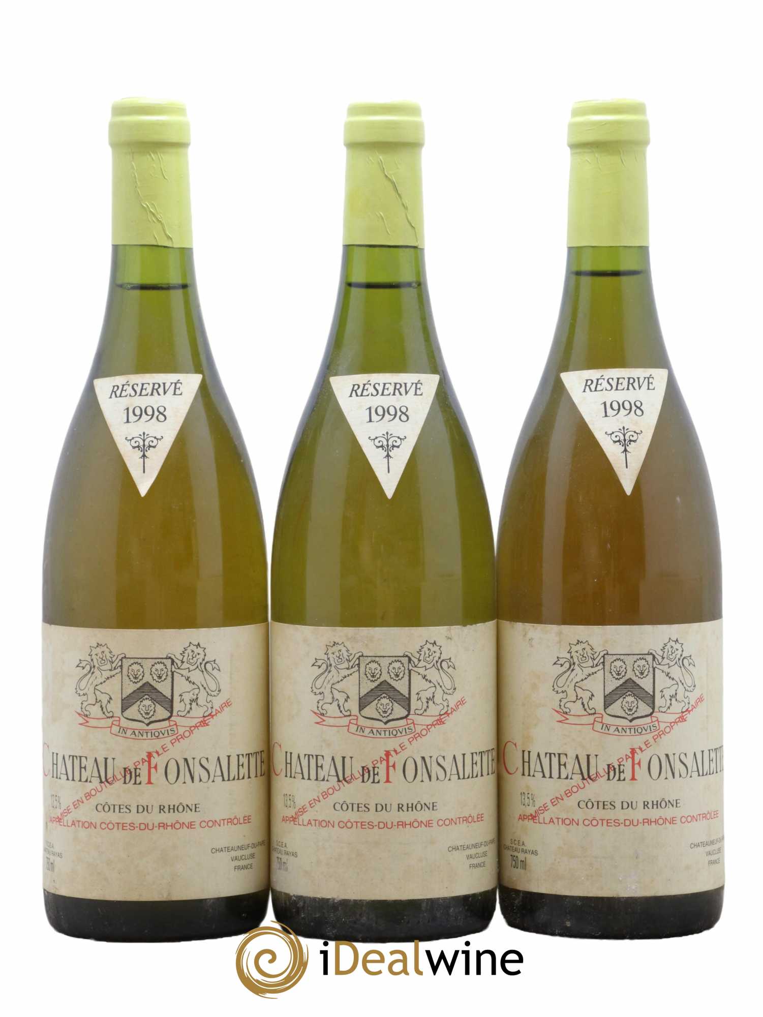Côtes-du-Rhône Château de Fonsalette Emmanuel Reynaud 1998 - Lot de 3 bouteilles - 0