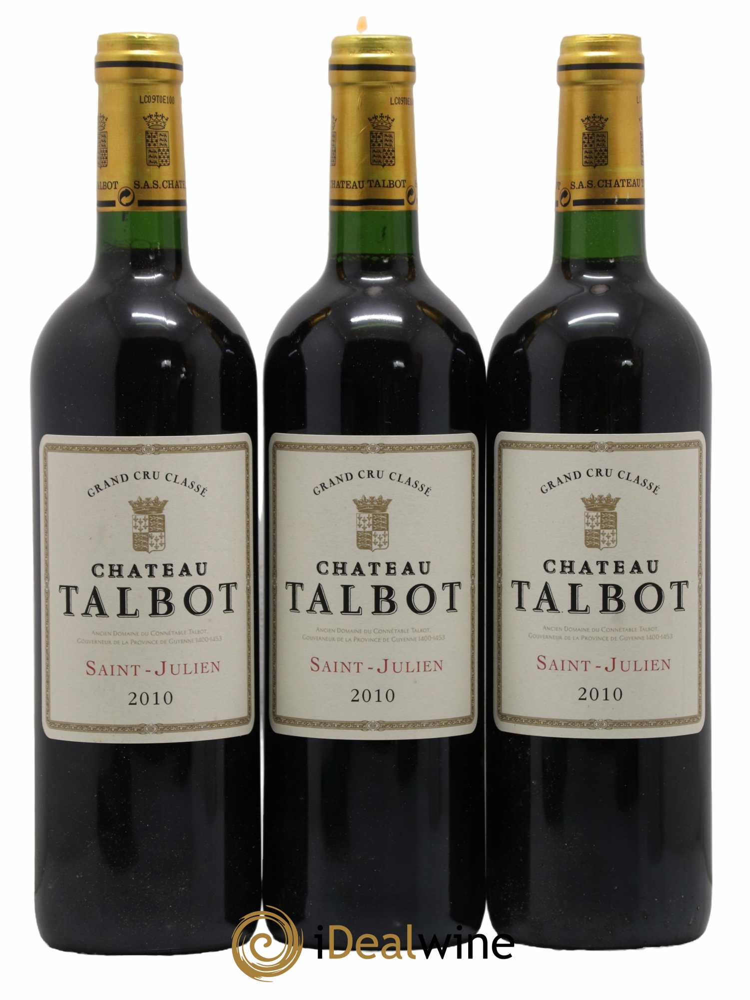 Château Talbot 4ème Grand Cru Classé 2010 - Lot de 3 bouteilles - 0