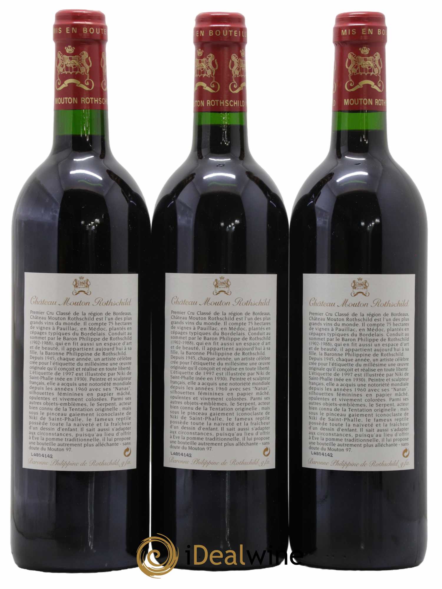 Château Mouton Rothschild 1er Grand Cru Classé 1997 - Lot de 3 bouteilles - 1