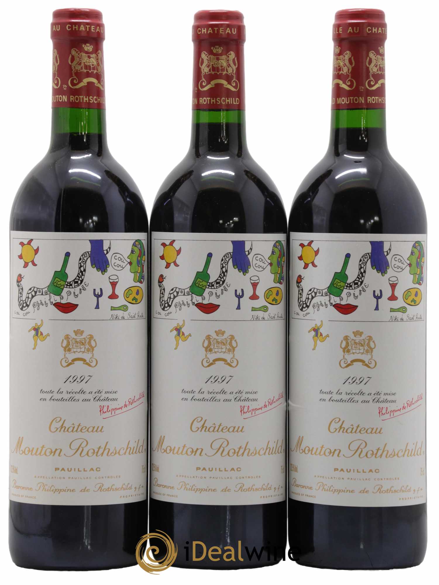 Château Mouton Rothschild 1er Grand Cru Classé 1997 - Lot de 3 bouteilles - 0