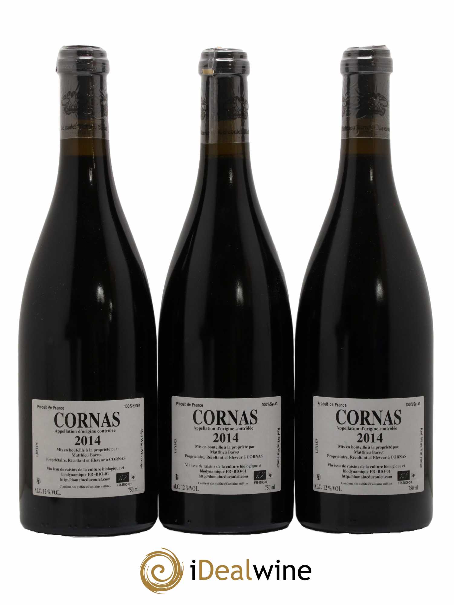Cornas Billes Noires Coulet (Domaine du) - Matthieu Barret 2014 - Lot de 3 bouteilles - 1