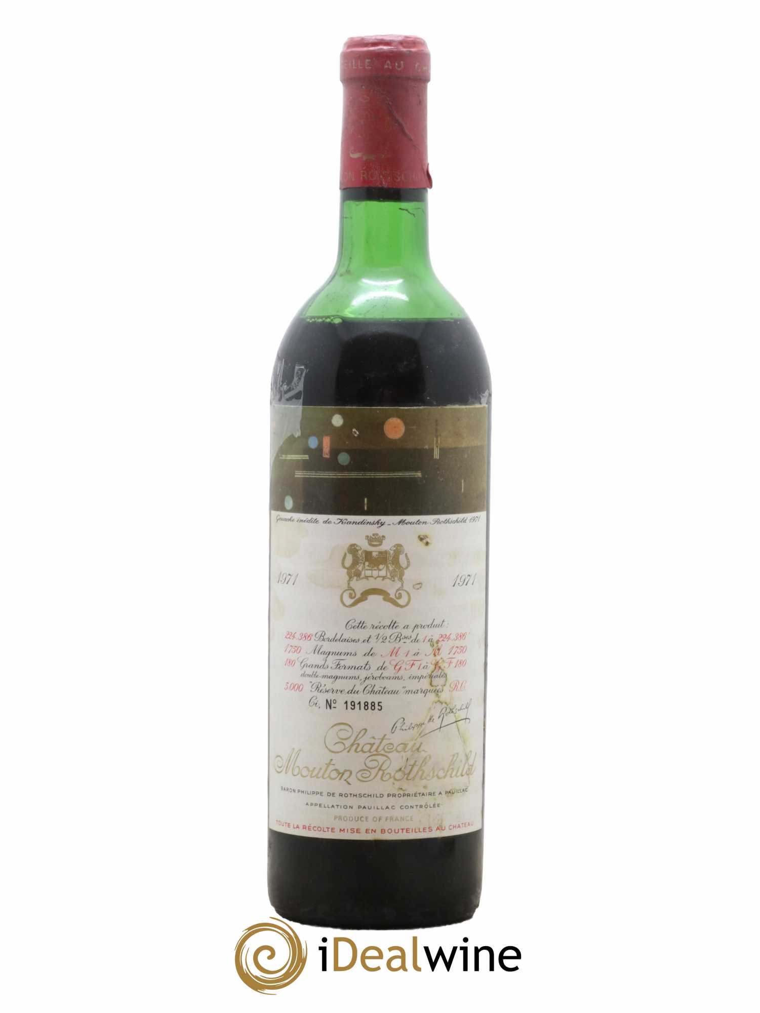 Château Mouton Rothschild 1er Grand Cru Classé 1971 - Lot de 1 bouteille - 0
