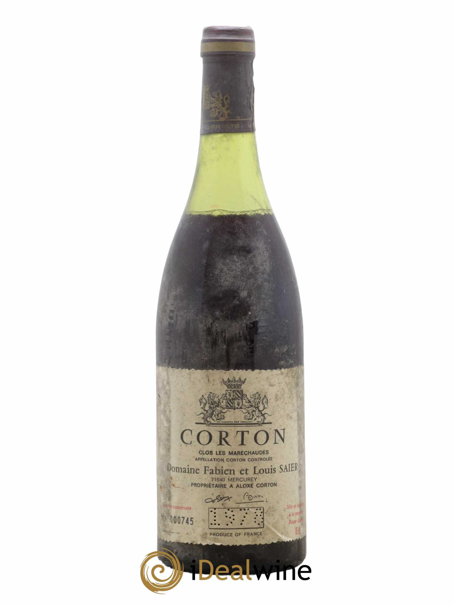Corton Grand Cru Clos des Marechaudes Fabien et Louis Saier 1978 - Lot de 1 bouteille - 0