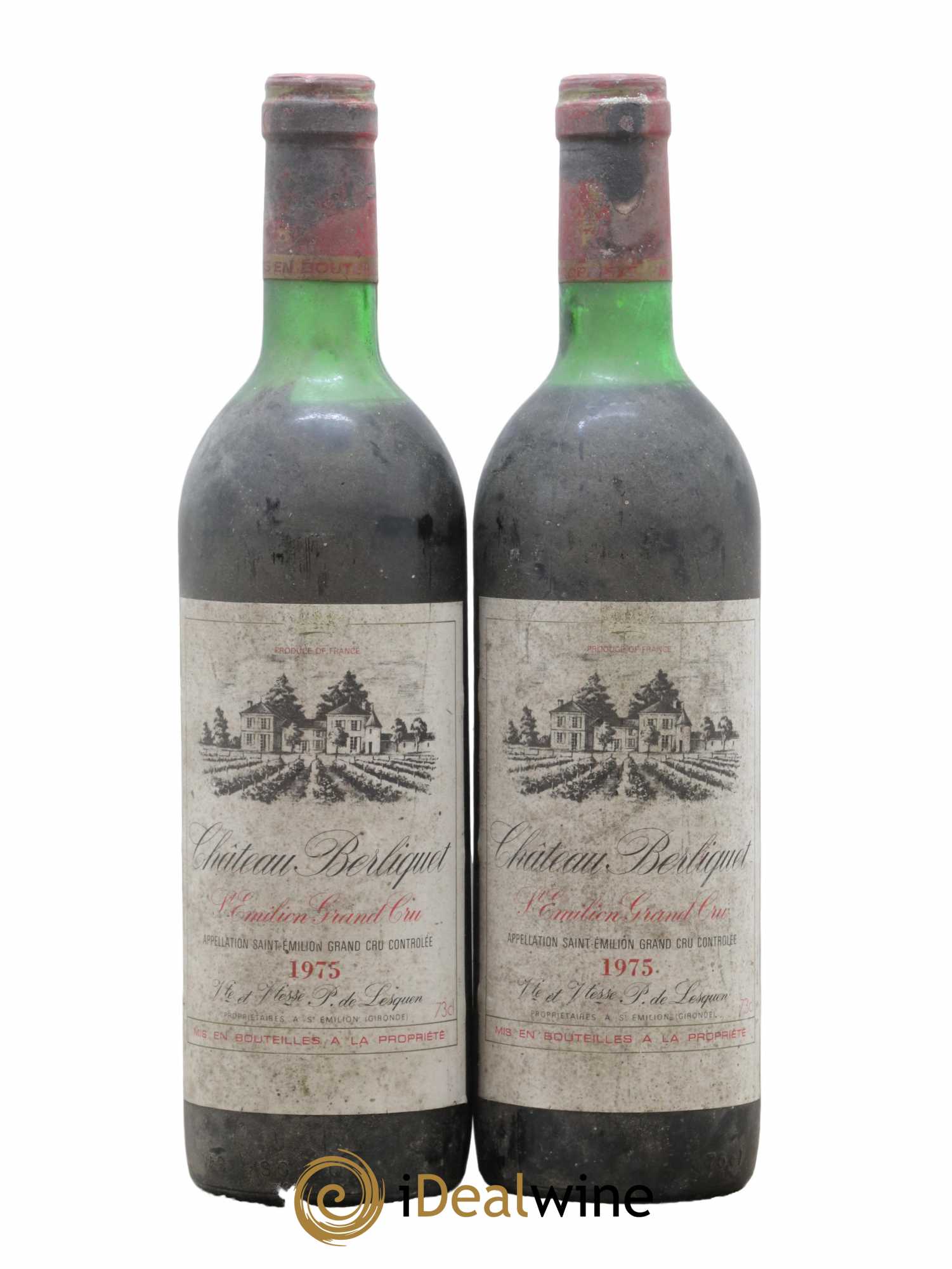 Saint-Émilion Grand Cru Chateau Berliquet 1975 - Lot de 2 bouteilles - 0