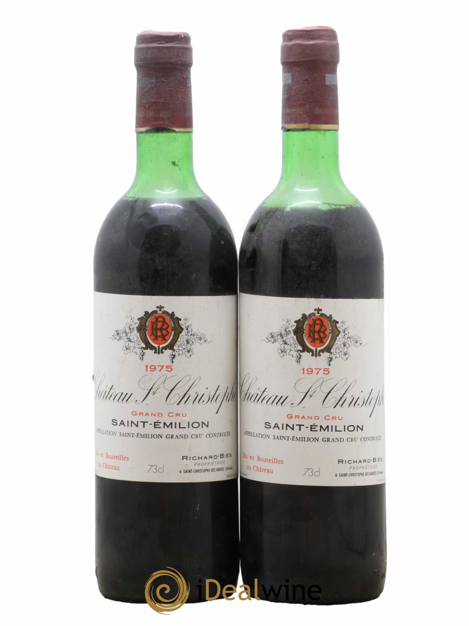 Saint-Émilion Grand Cru Château Saint Christophe 1975 - Lot de 2 bouteilles - 0
