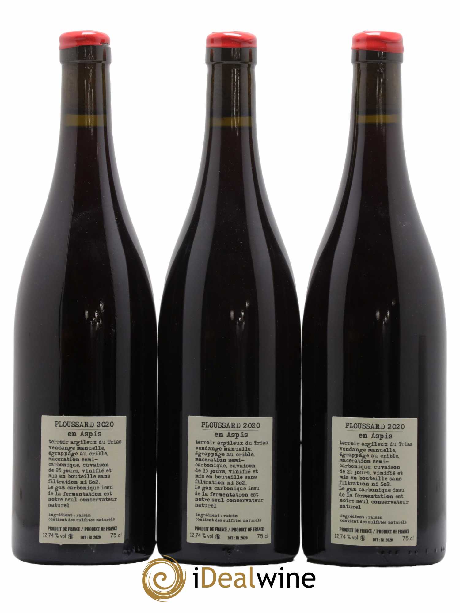 Arbois-Pupillin Ploussard En Aspis Adeline Houillon & Renaud Bruyère 2020 - Lot de 3 bouteilles - 1